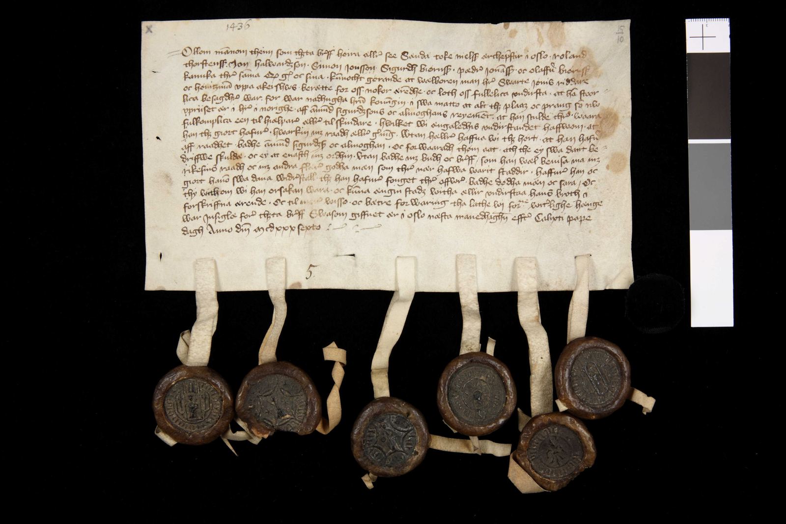Tidningssida ur Svenskt Diplomatarium, 1436-10-15
