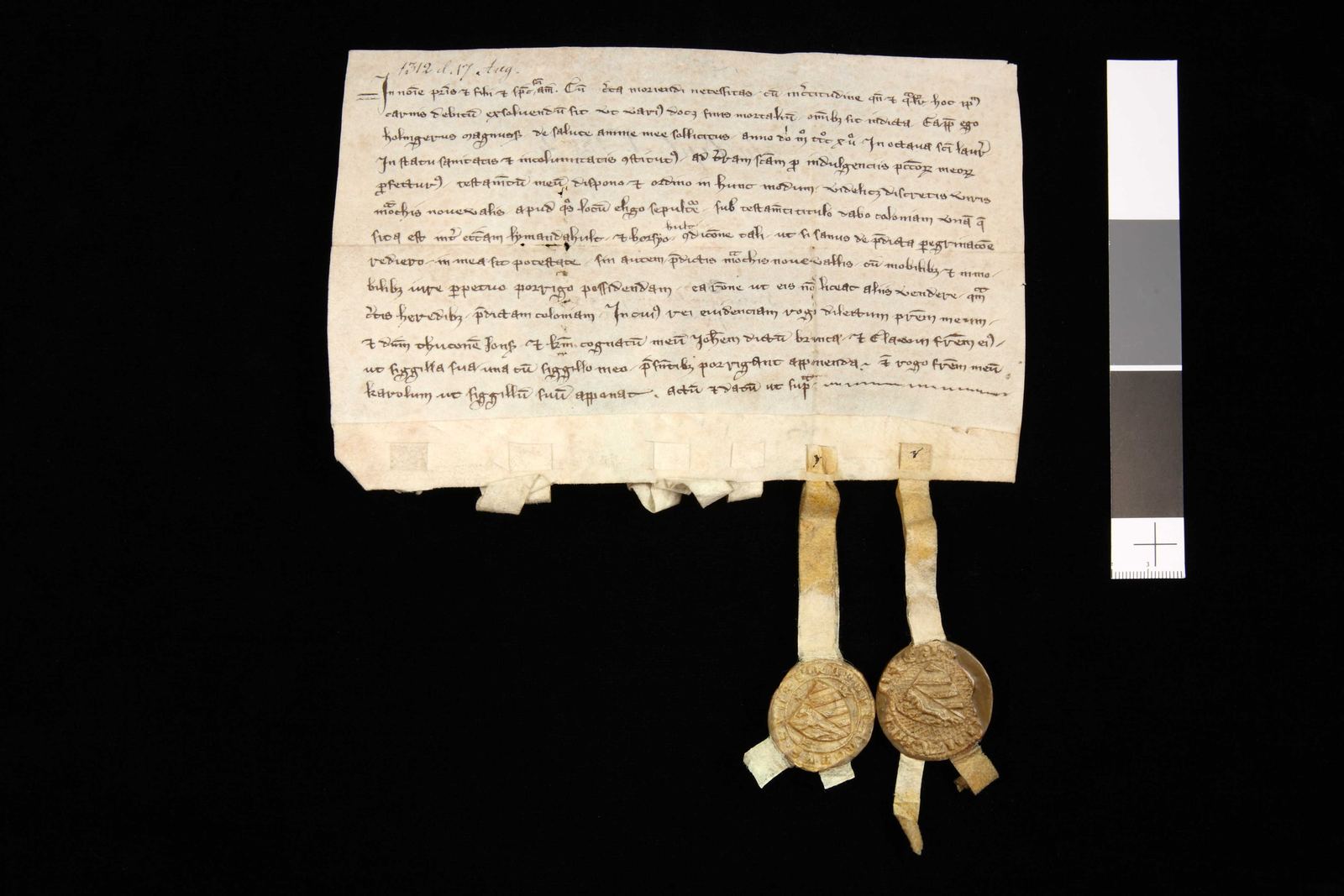 Tidningssida ur Svenskt Diplomatarium, 1312-08-17