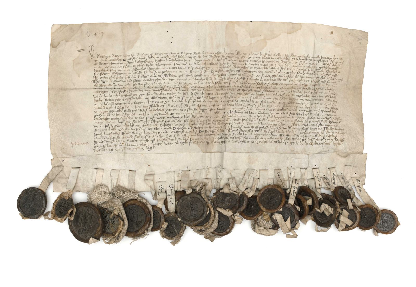 Tidningssida ur Svenskt Diplomatarium, 1438-08-30