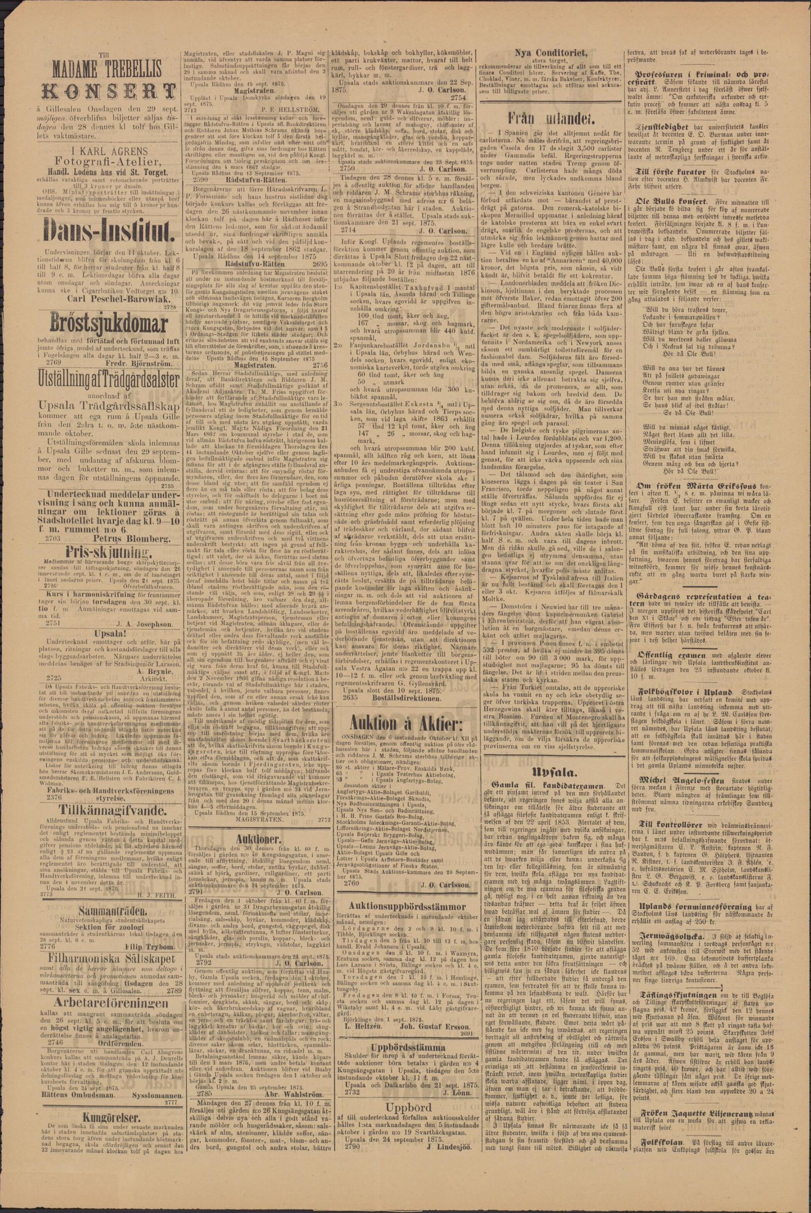 Tidningssida ur Upsala, 1875-09-25