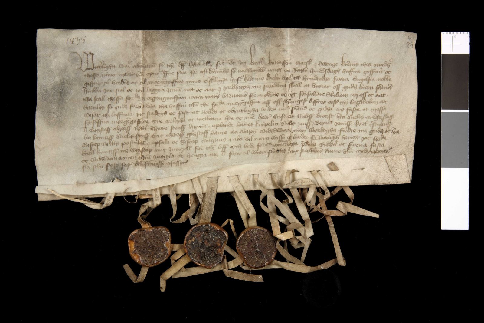 Tidningssida ur Svenskt Diplomatarium, 1438-10-06