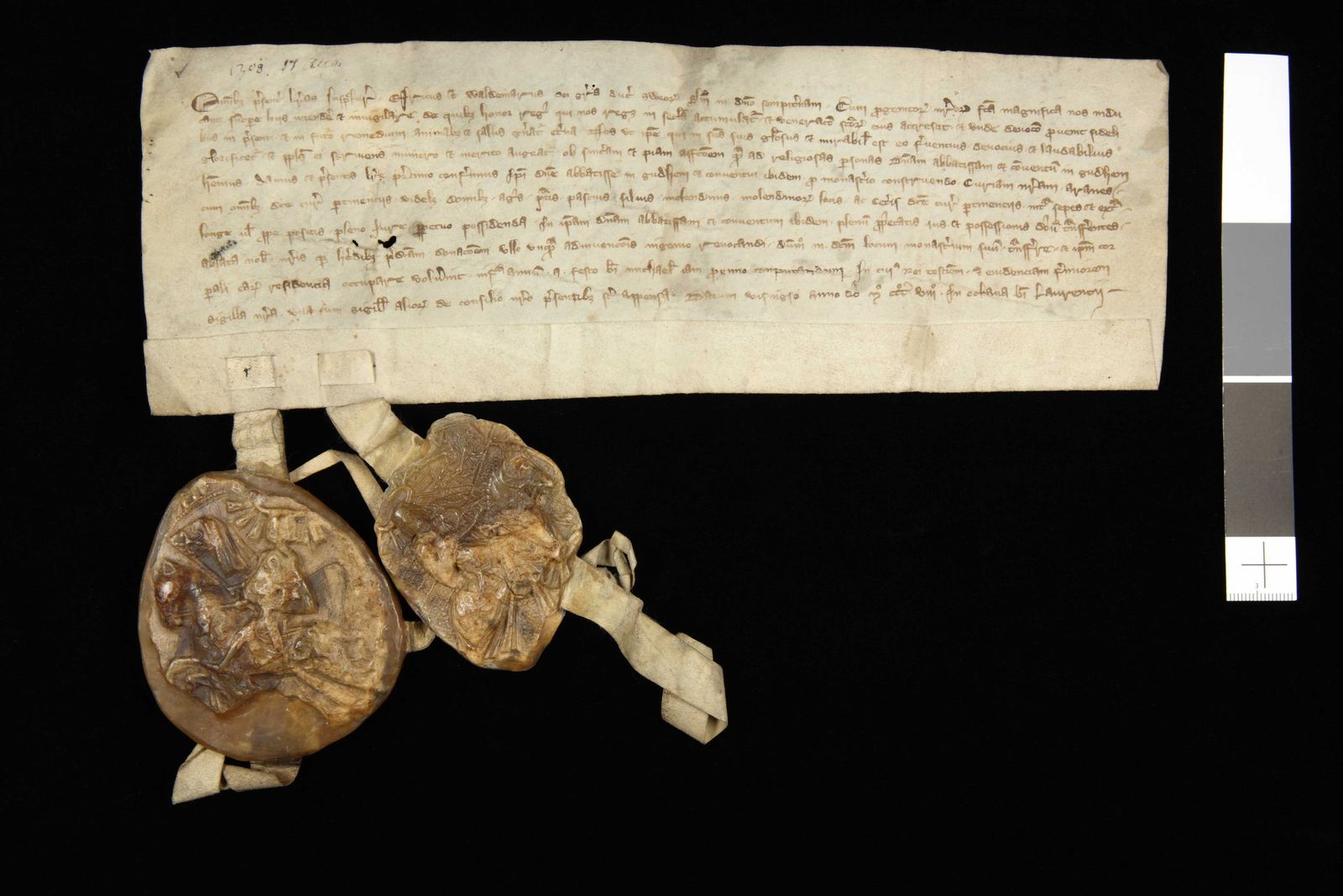Tidningssida ur Svenskt Diplomatarium, 1308-08-17