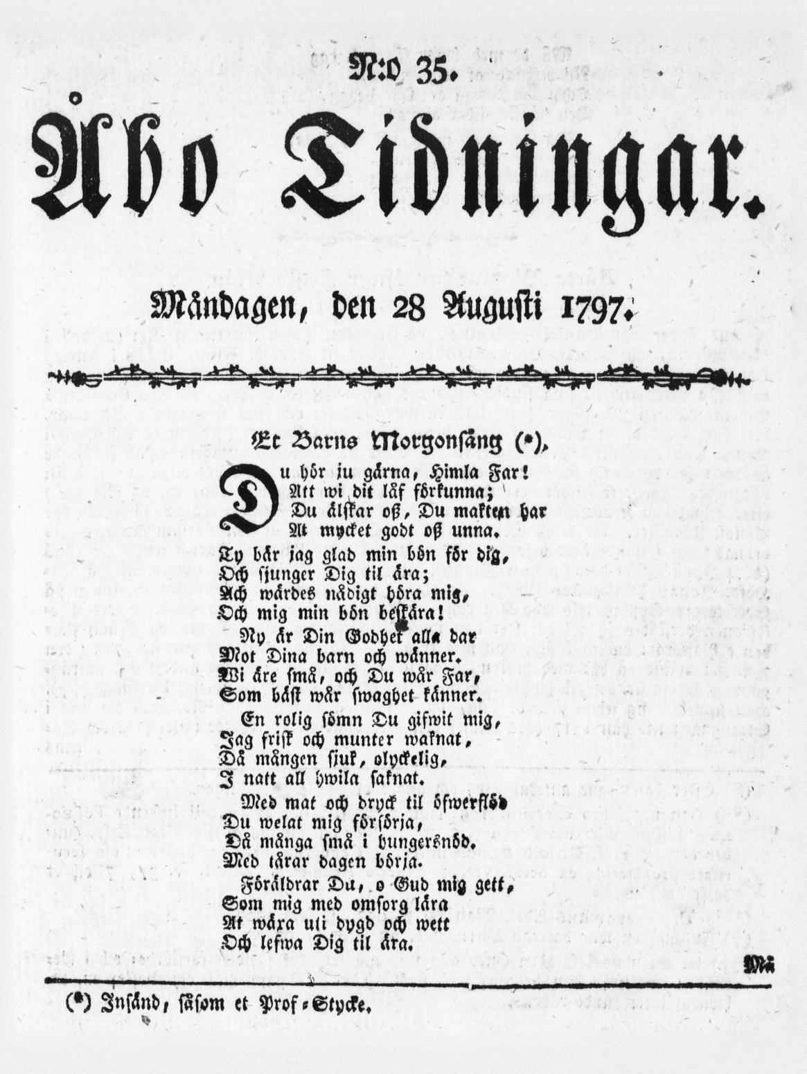 Tidningssida ur ÅBO TIDNINGAR, 1797-08-28