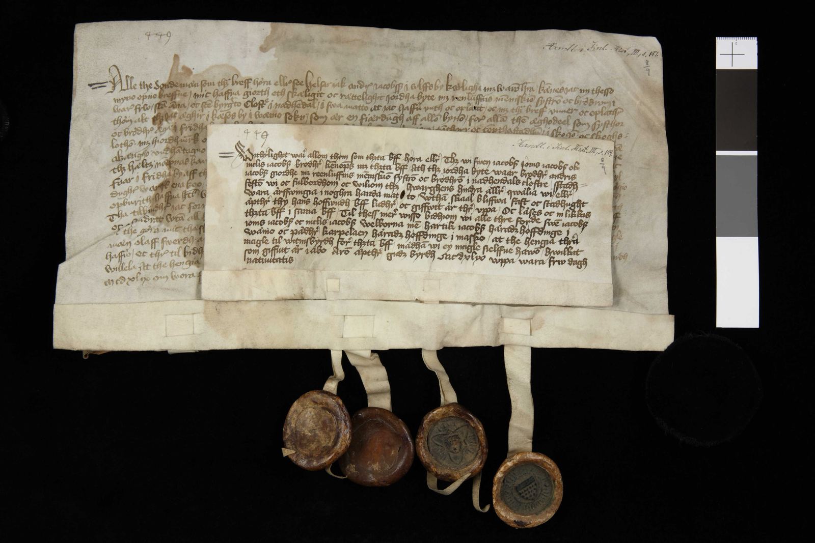 Tidningssida ur Svenskt Diplomatarium, 1449-08-23