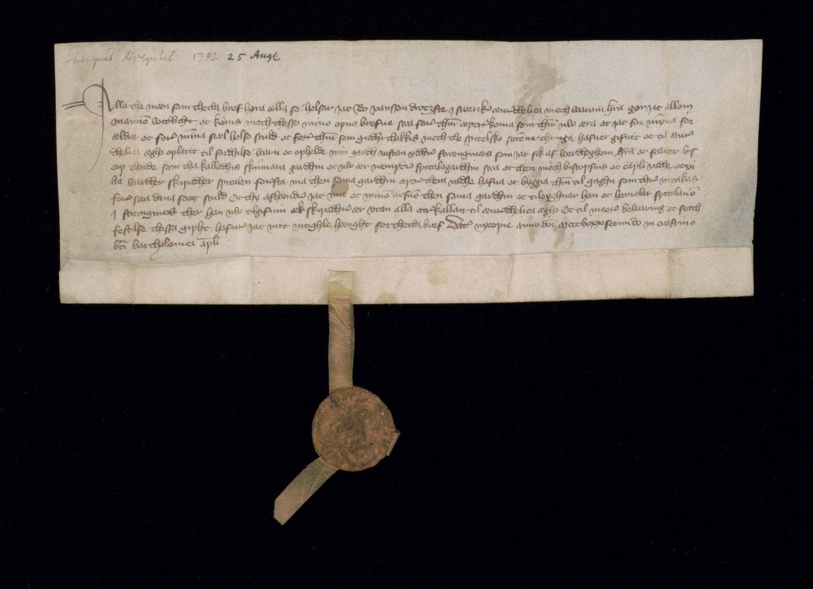 Tidningssida ur Svenskt Diplomatarium, 1382-08-25