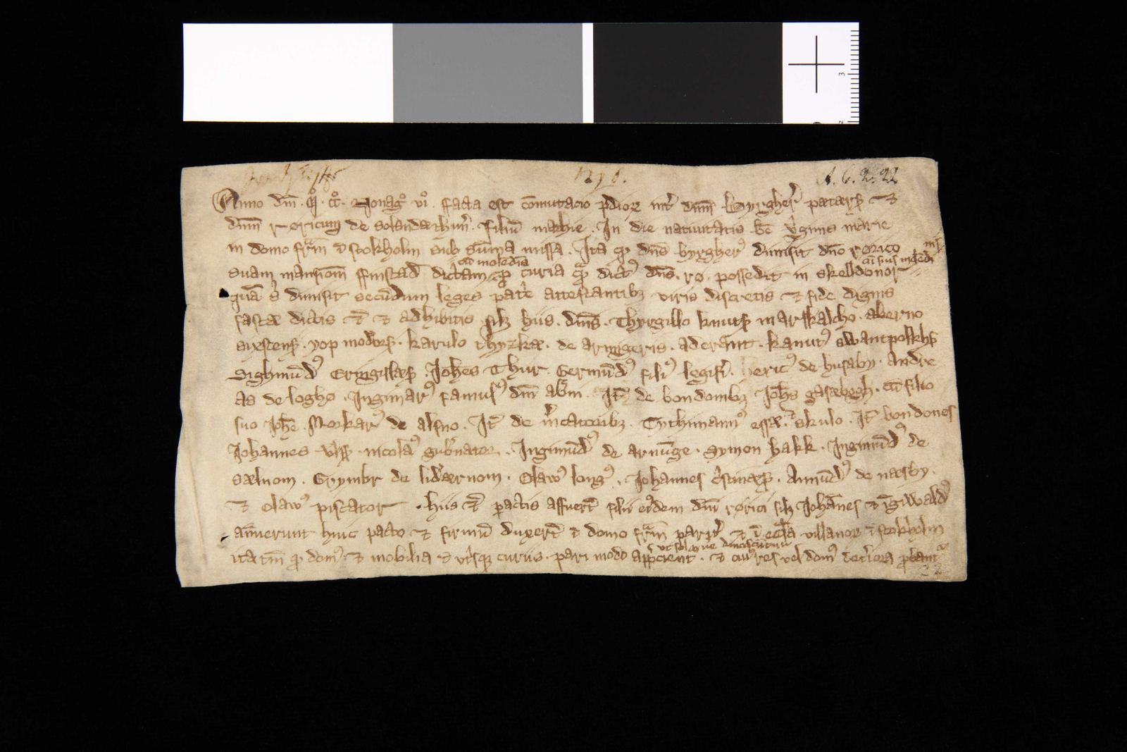 Tidningssida ur Svenskt Diplomatarium, 1296-09-08