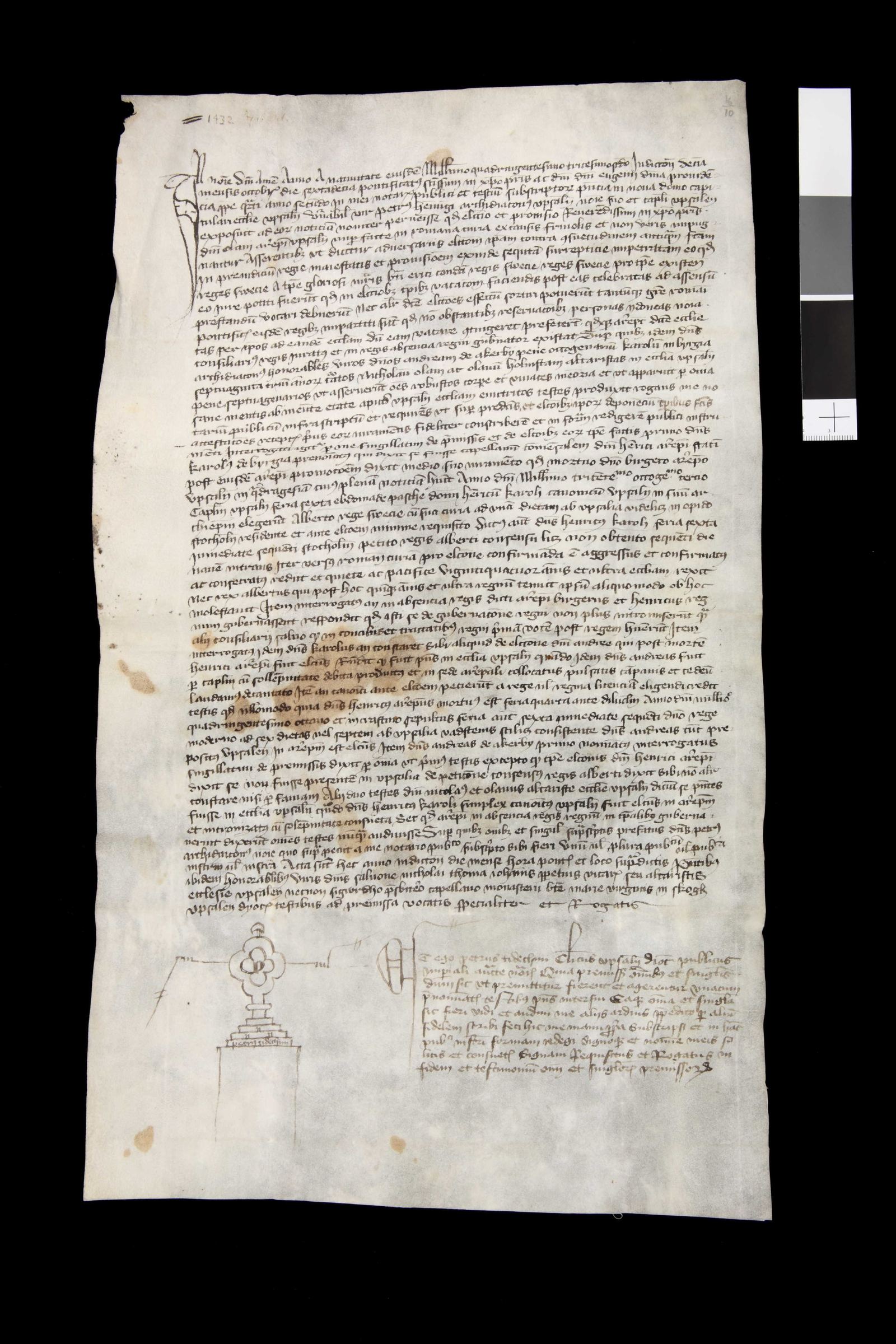 Tidningssida ur Svenskt Diplomatarium, 1432-10-16