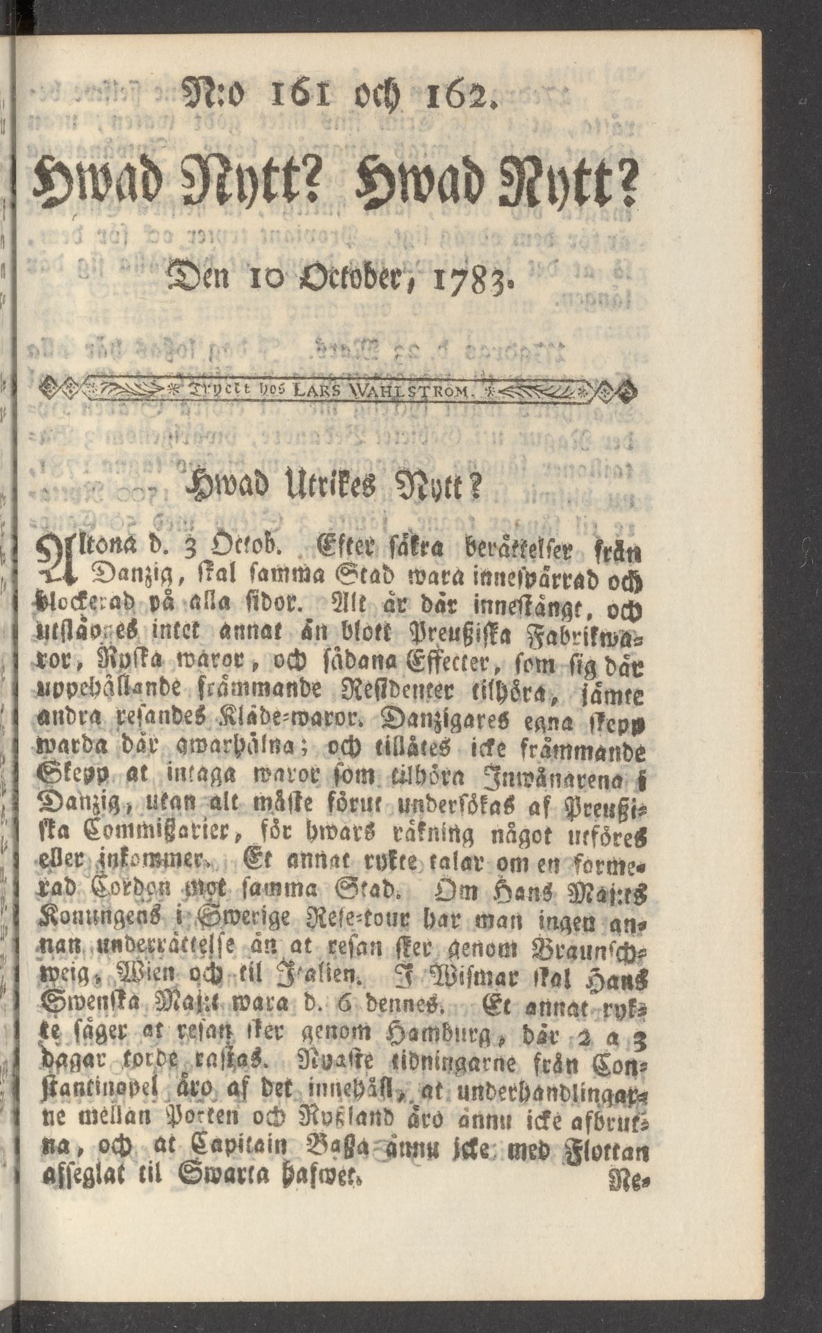 Tidningssida ur HWAD NYTT?, 1783-10-10