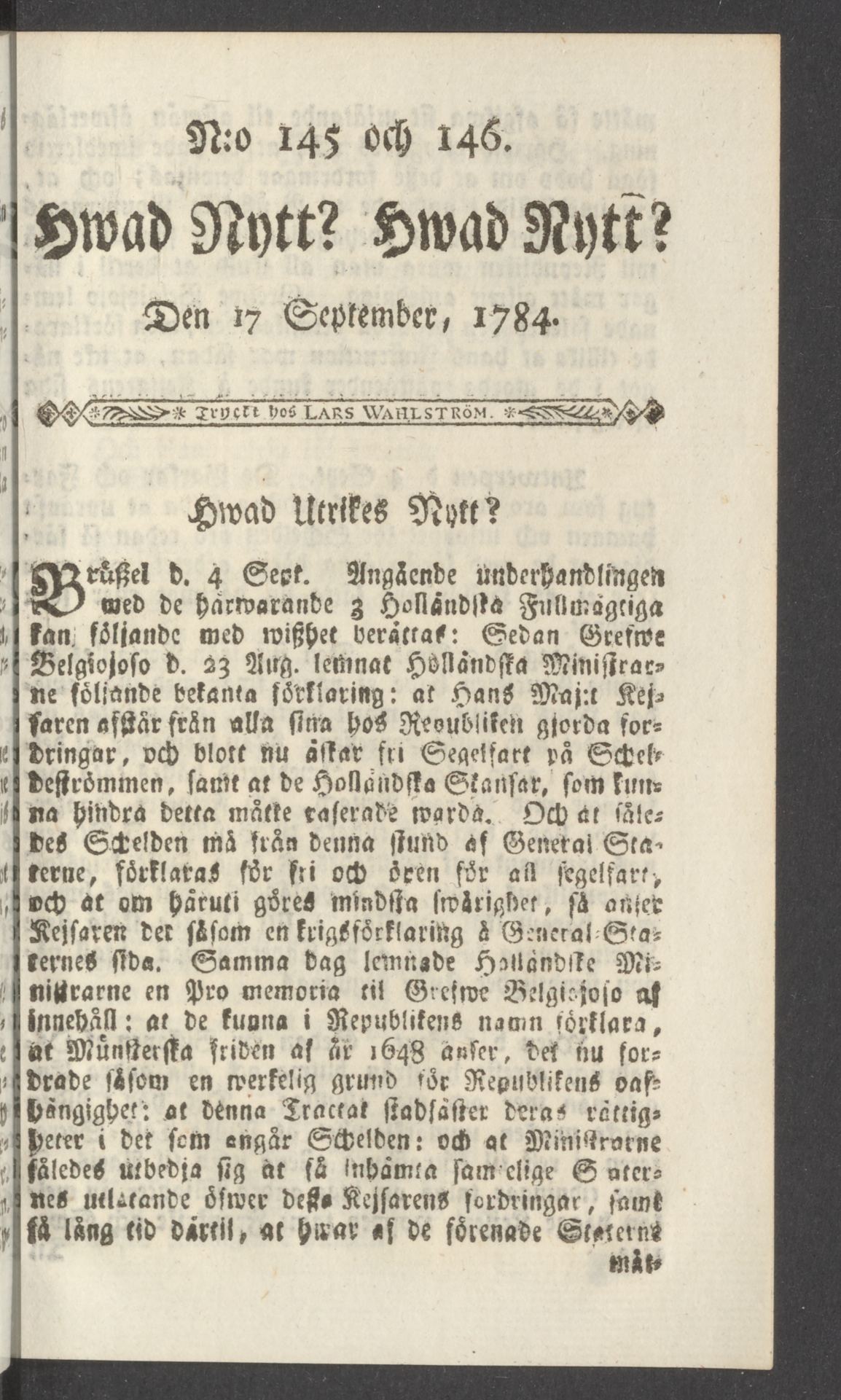 Tidningssida ur HWAD NYTT?, 1784-09-17