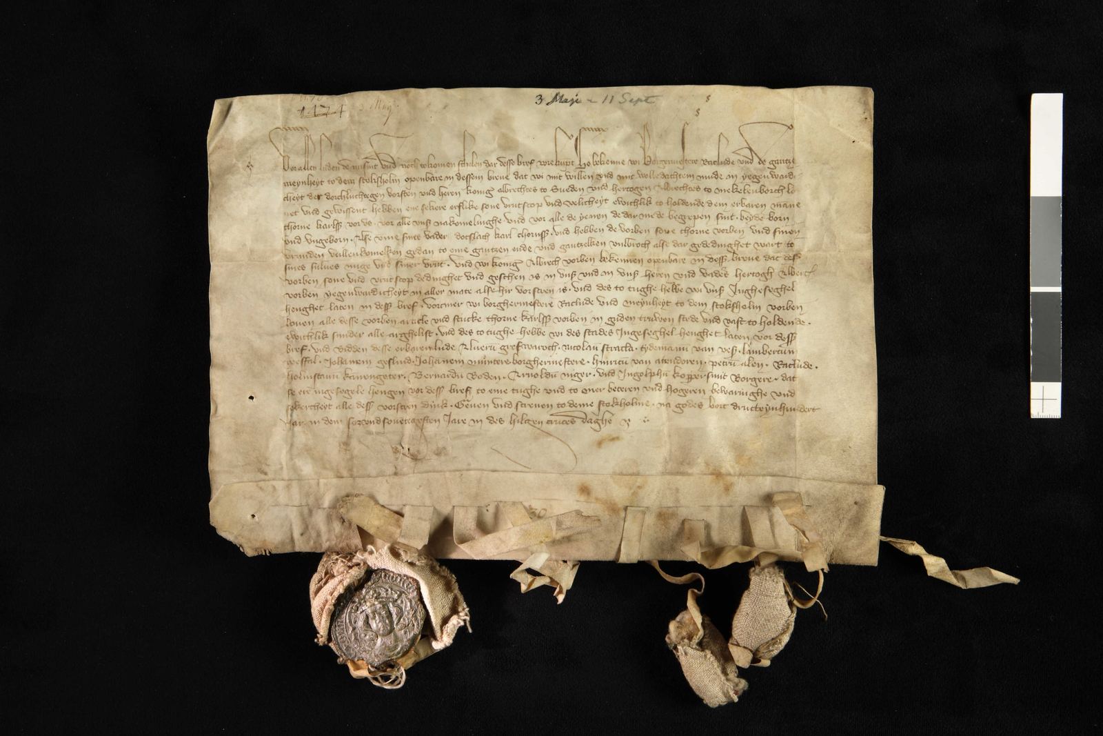 Tidningssida ur Svenskt Diplomatarium, 1376-09-14
