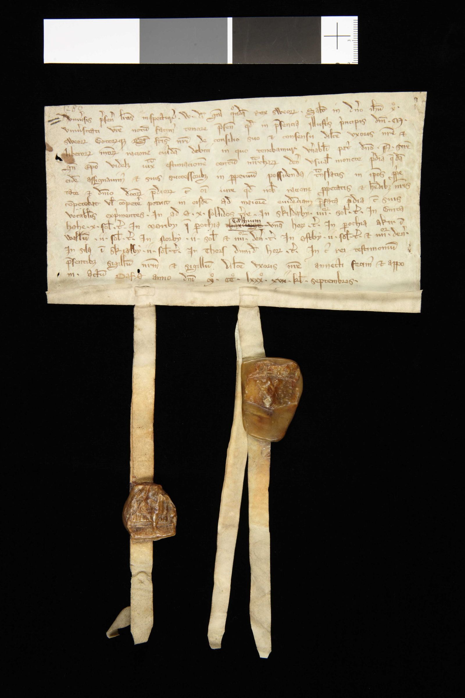 Tidningssida ur Svenskt Diplomatarium, 1280-08-16