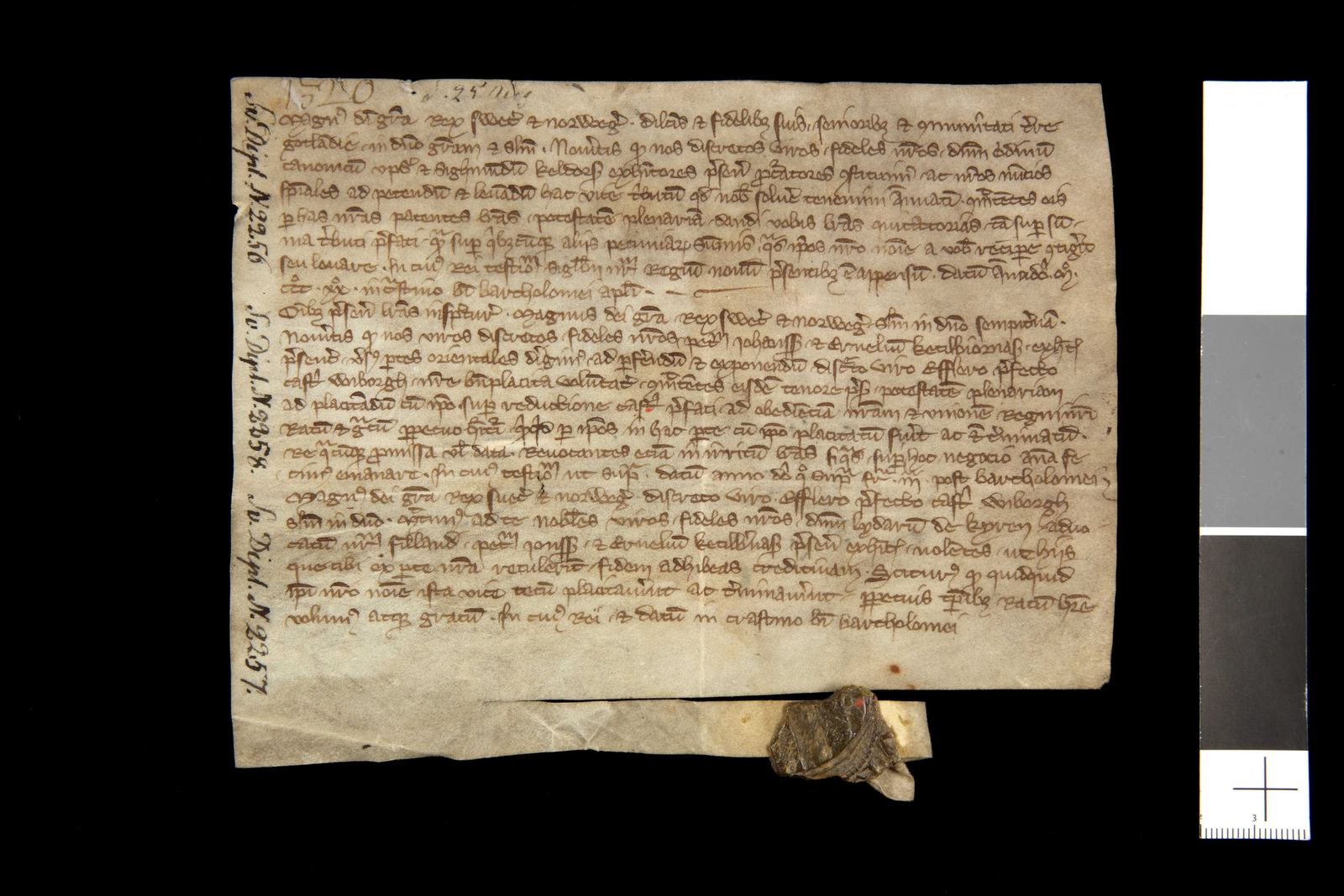 Tidningssida ur Svenskt Diplomatarium, 1320-08-26