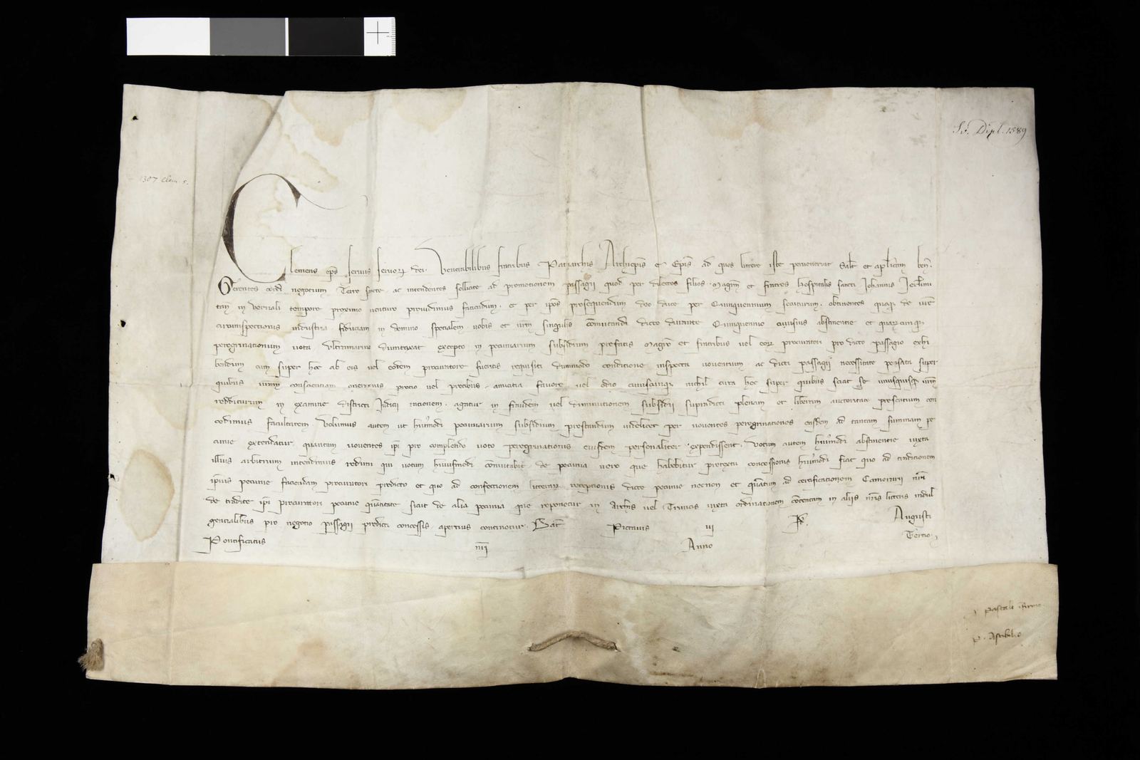Tidningssida ur Svenskt Diplomatarium, 1308-08-11
