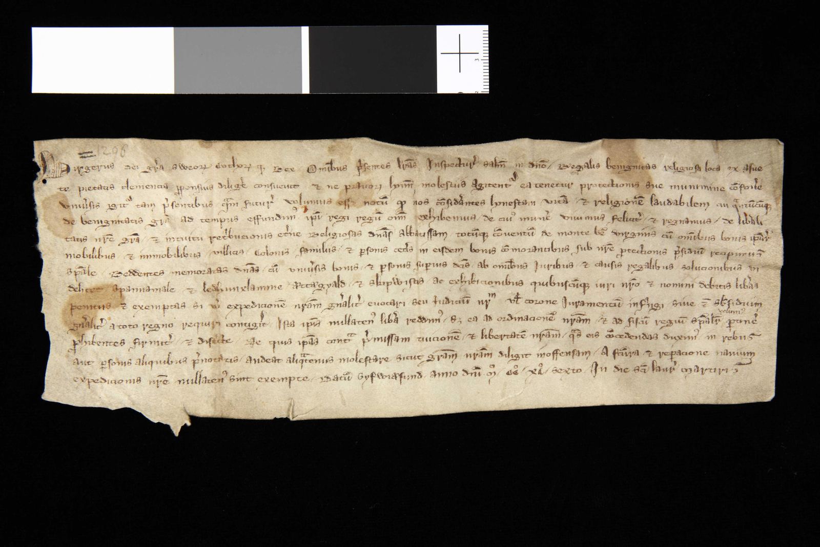 Tidningssida ur Svenskt Diplomatarium, 1296-08-10