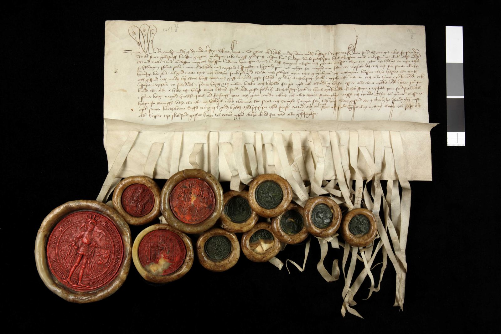 Tidningssida ur Svenskt Diplomatarium, 1481-08-31