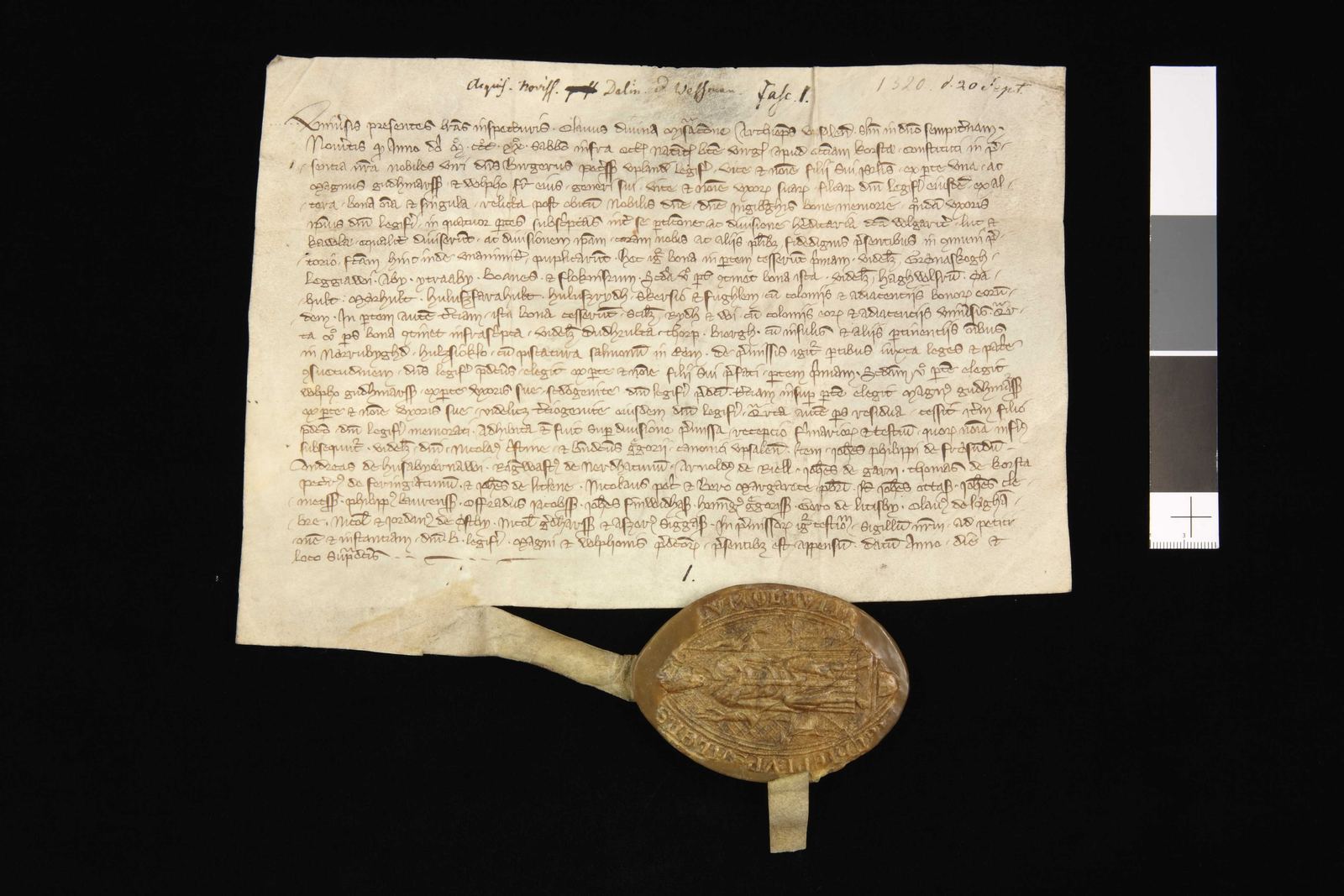 Tidningssida ur Svenskt Diplomatarium, 1320-09-13