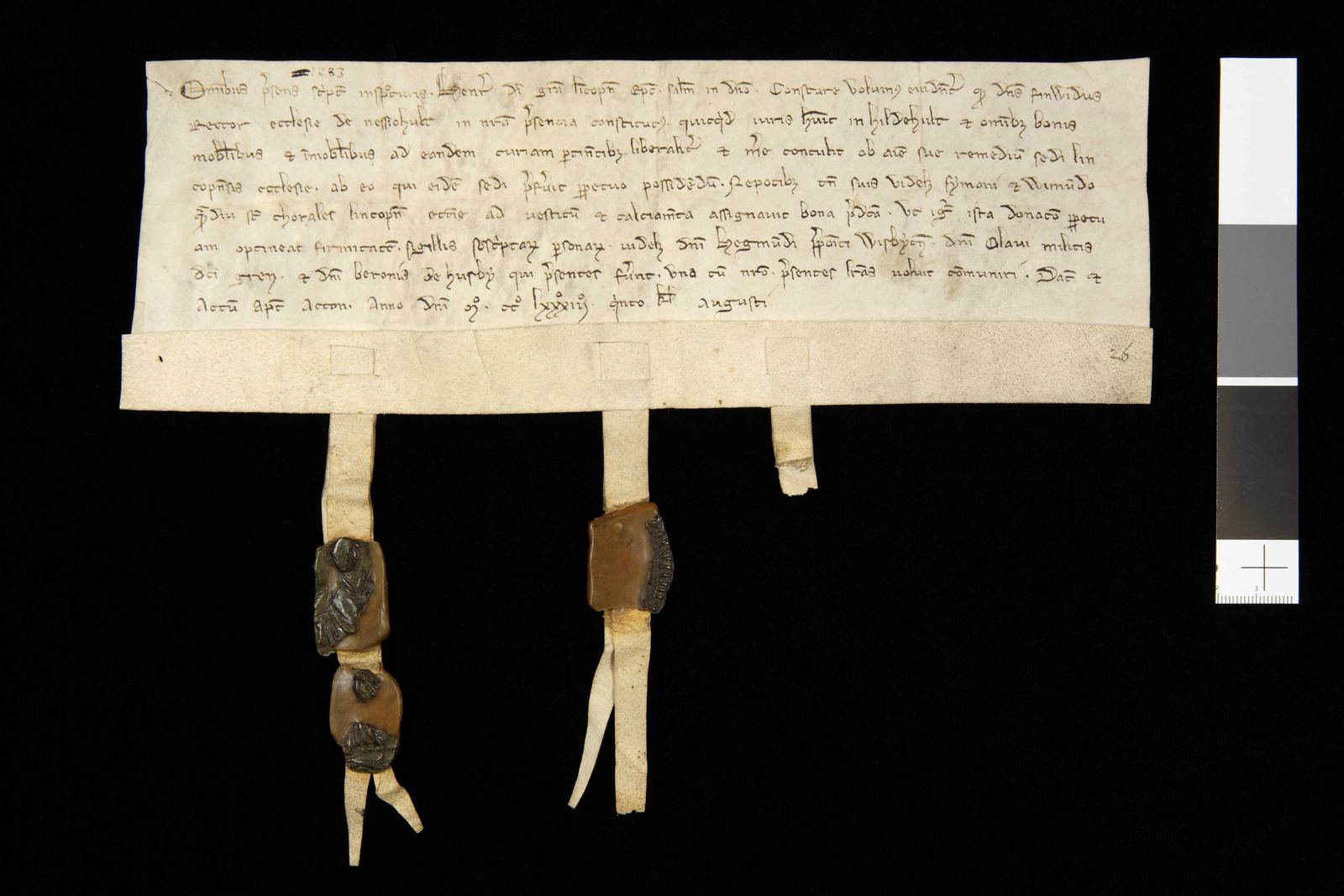 Tidningssida ur Svenskt Diplomatarium, 1283-07-28
