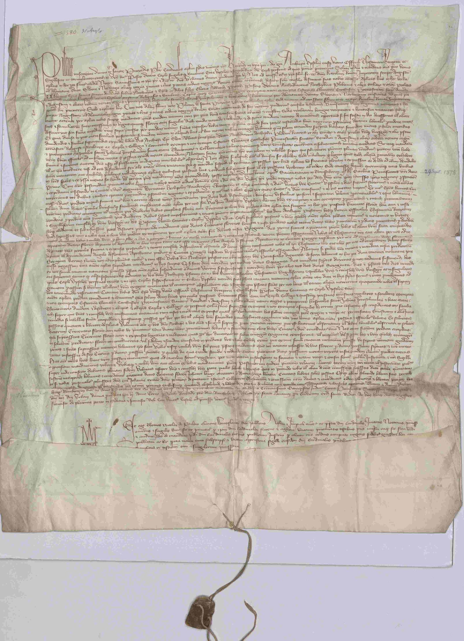 Tidningssida ur Svenskt Diplomatarium, 1380-08-31