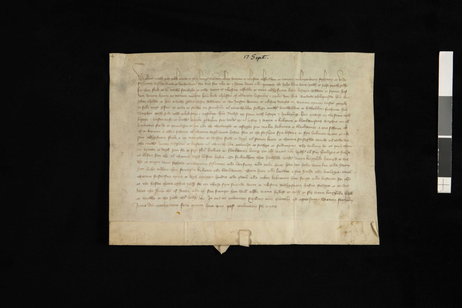 Tidningssida ur Svenskt Diplomatarium, 1376-09-17