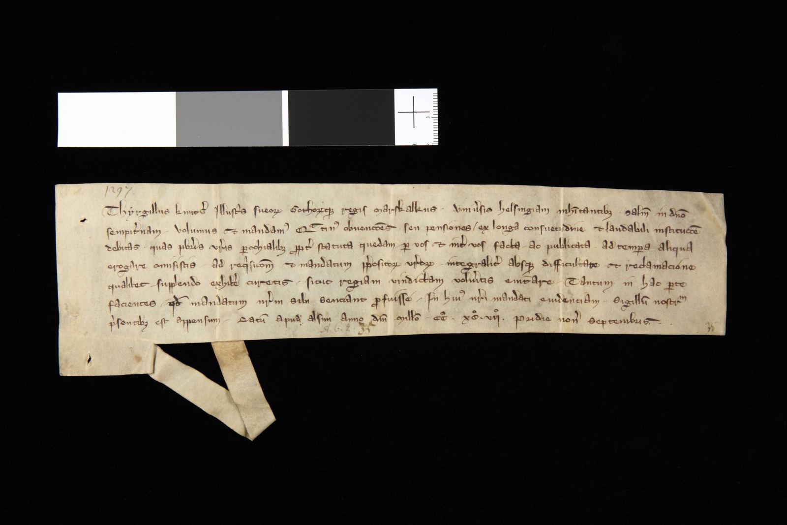 Tidningssida ur Svenskt Diplomatarium, 1297-09-04