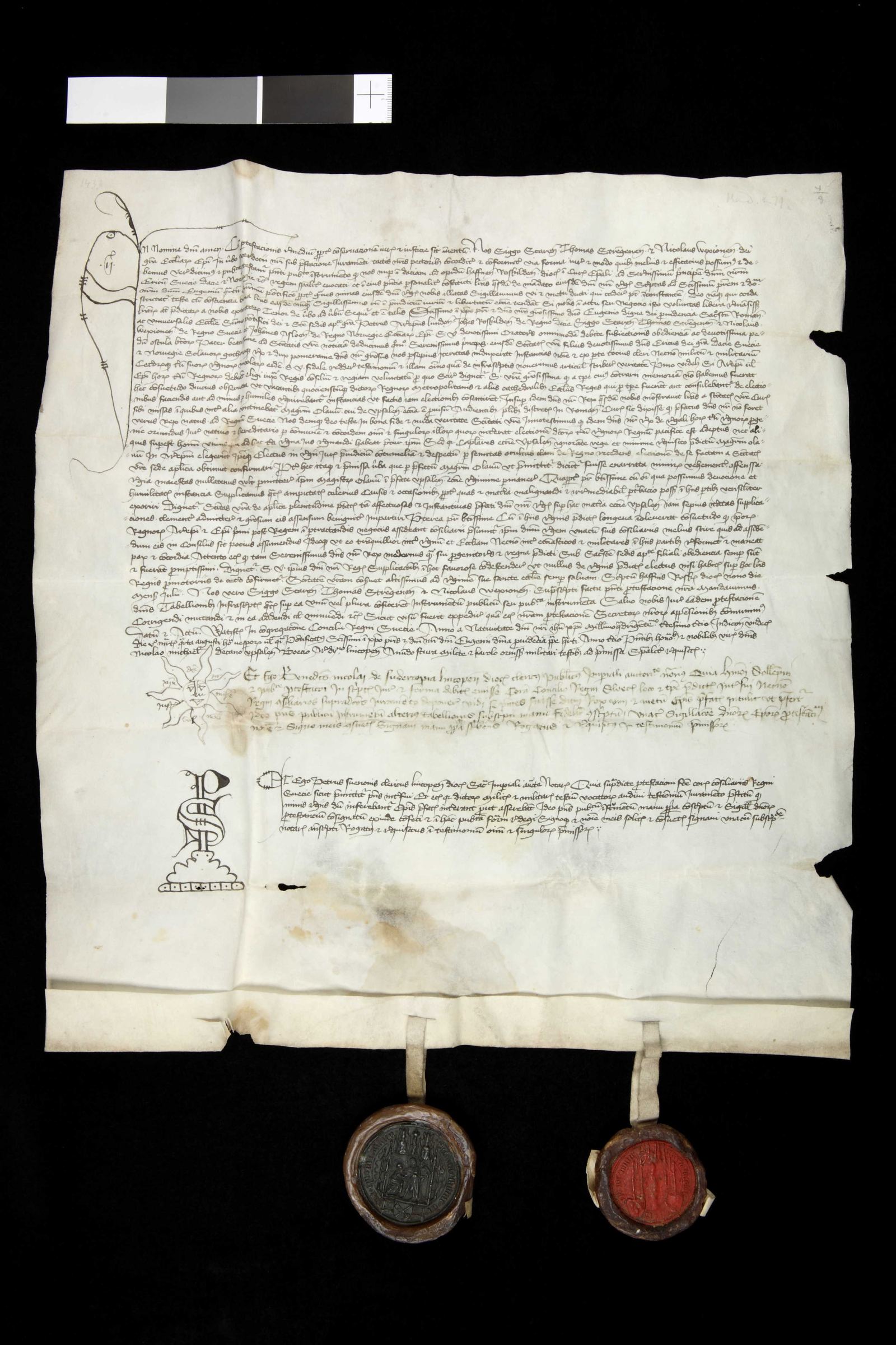 Tidningssida ur Svenskt Diplomatarium, 1433-08-04