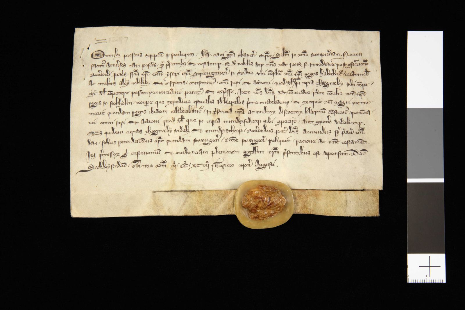 Tidningssida ur Svenskt Diplomatarium, 1297-08-03