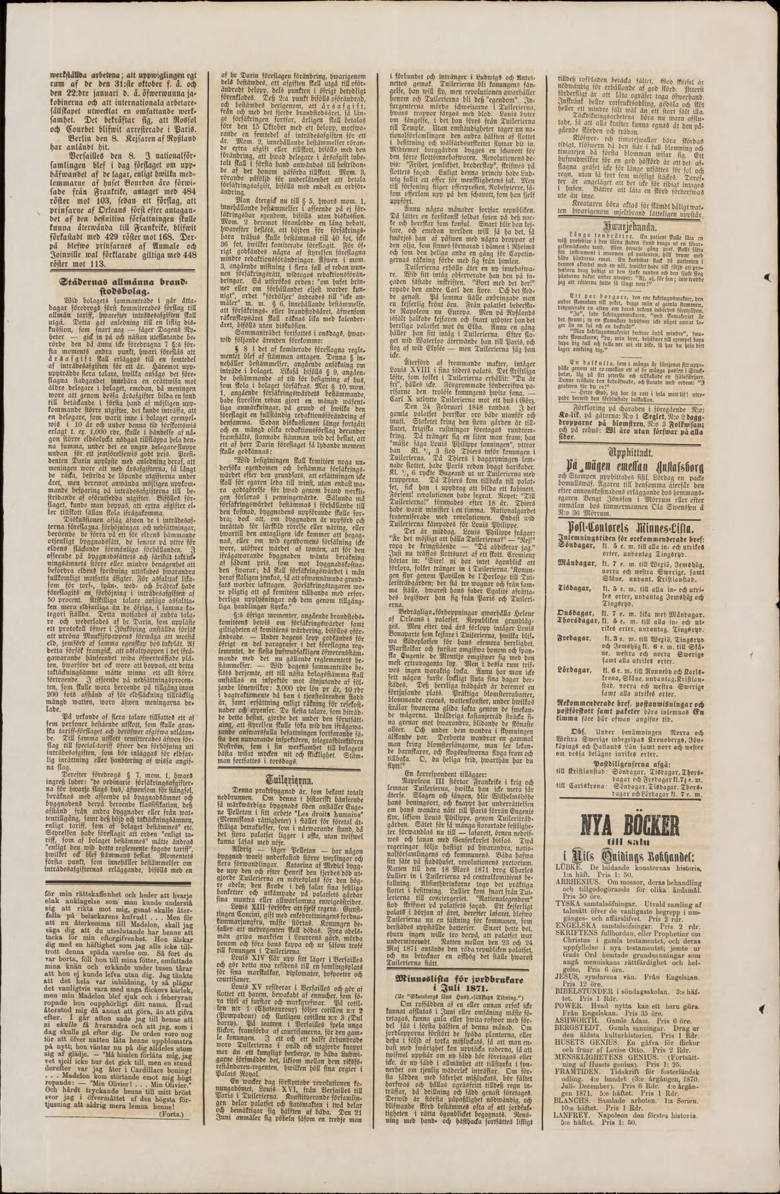 Tidningssida ur Karlshamns Allehanda, 1871-06-14