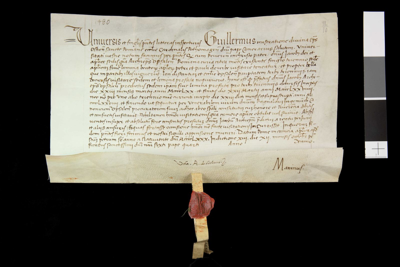 Tidningssida ur Svenskt Diplomatarium, 1480-10-12