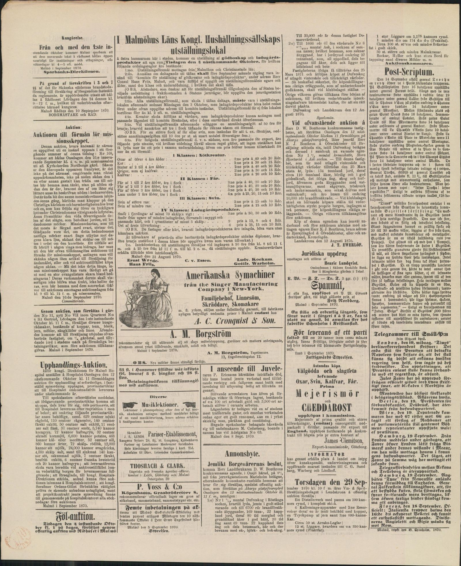 Tidningssida ur Snällposten, 1870-09-20