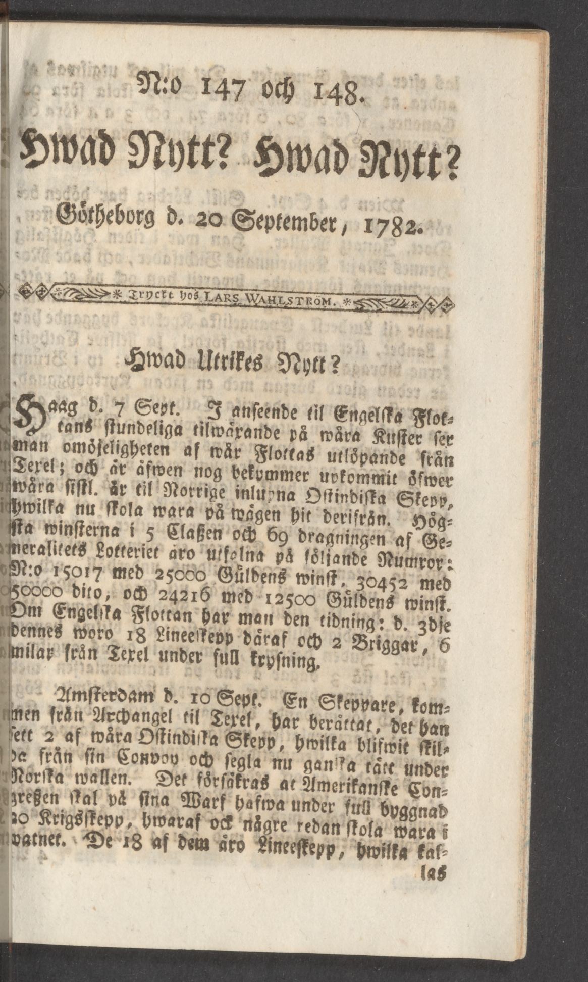 Tidningssida ur HWAD NYTT?, 1782-09-20