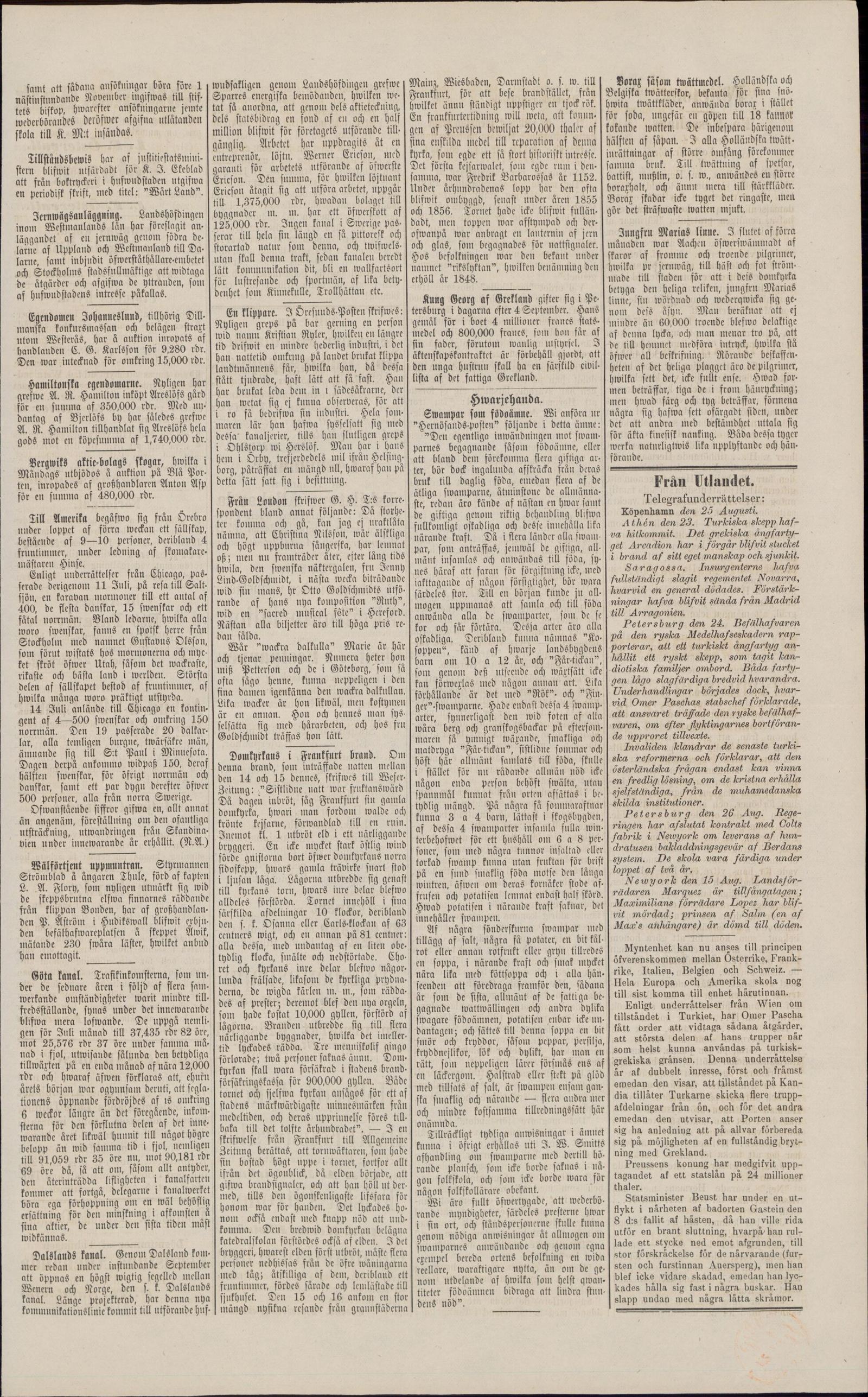 Tidningssida ur Eskilstuna Allehanda, 1867-08-28