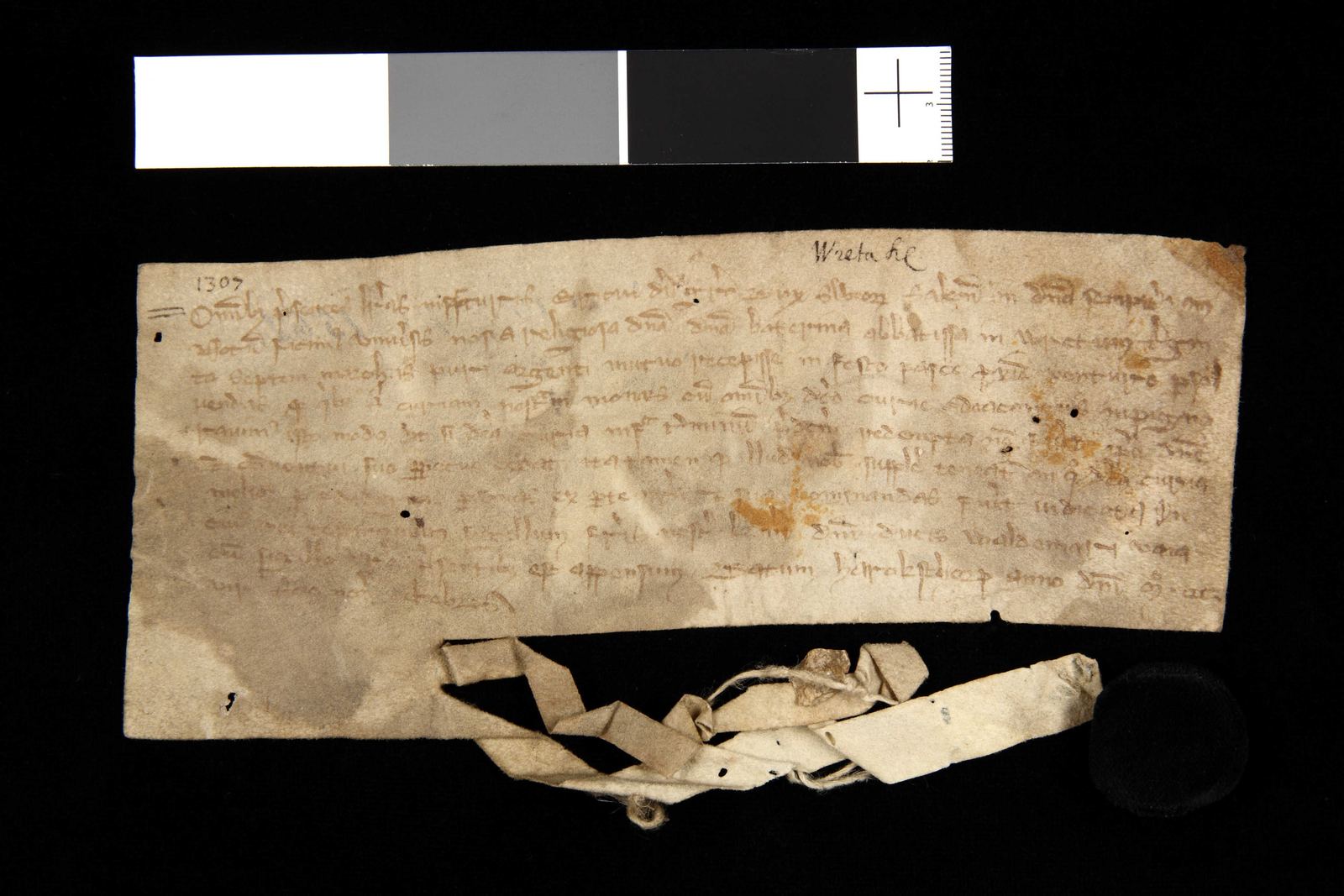 Tidningssida ur Svenskt Diplomatarium, 1307-10-05