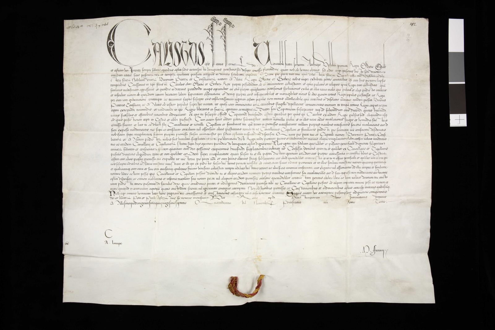 Tidningssida ur Svenskt Diplomatarium, 1457-10-19