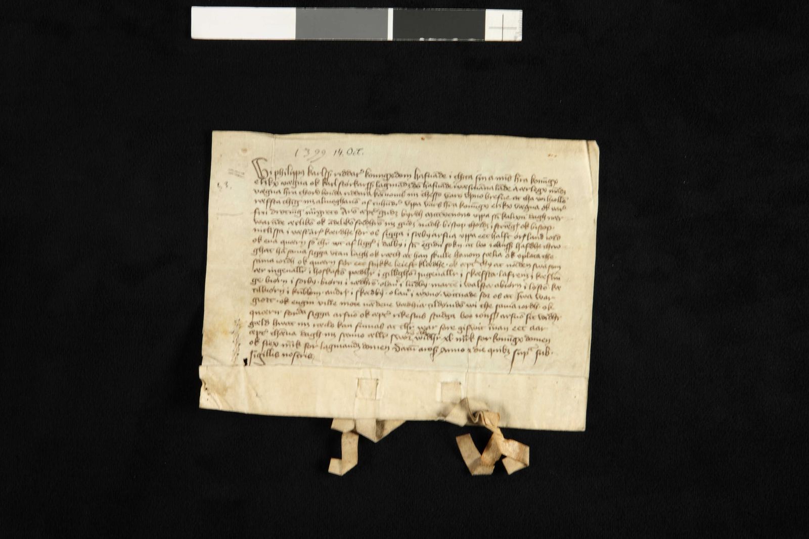 Tidningssida ur Svenskt Diplomatarium, 1399-10-14