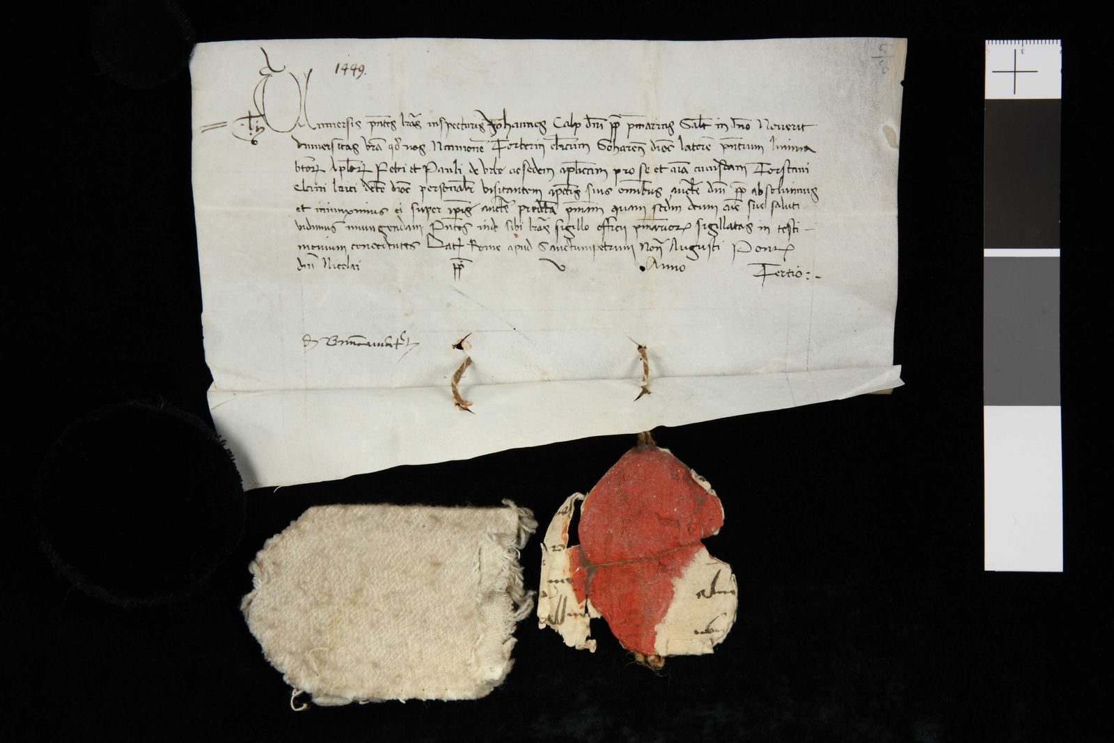 Tidningssida ur Svenskt Diplomatarium, 1449-08-05