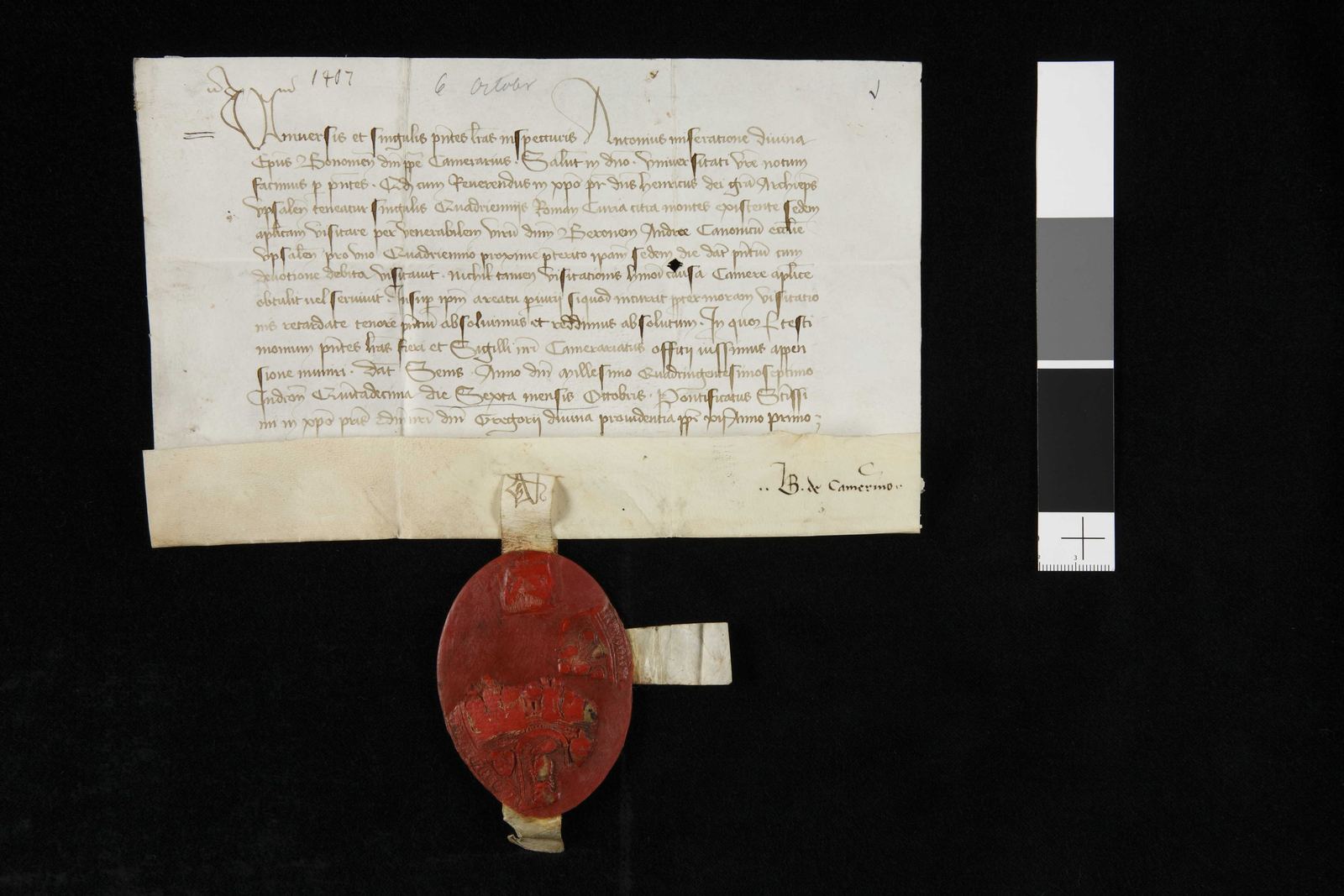 Tidningssida ur Svenskt Diplomatarium, 1407-10-06