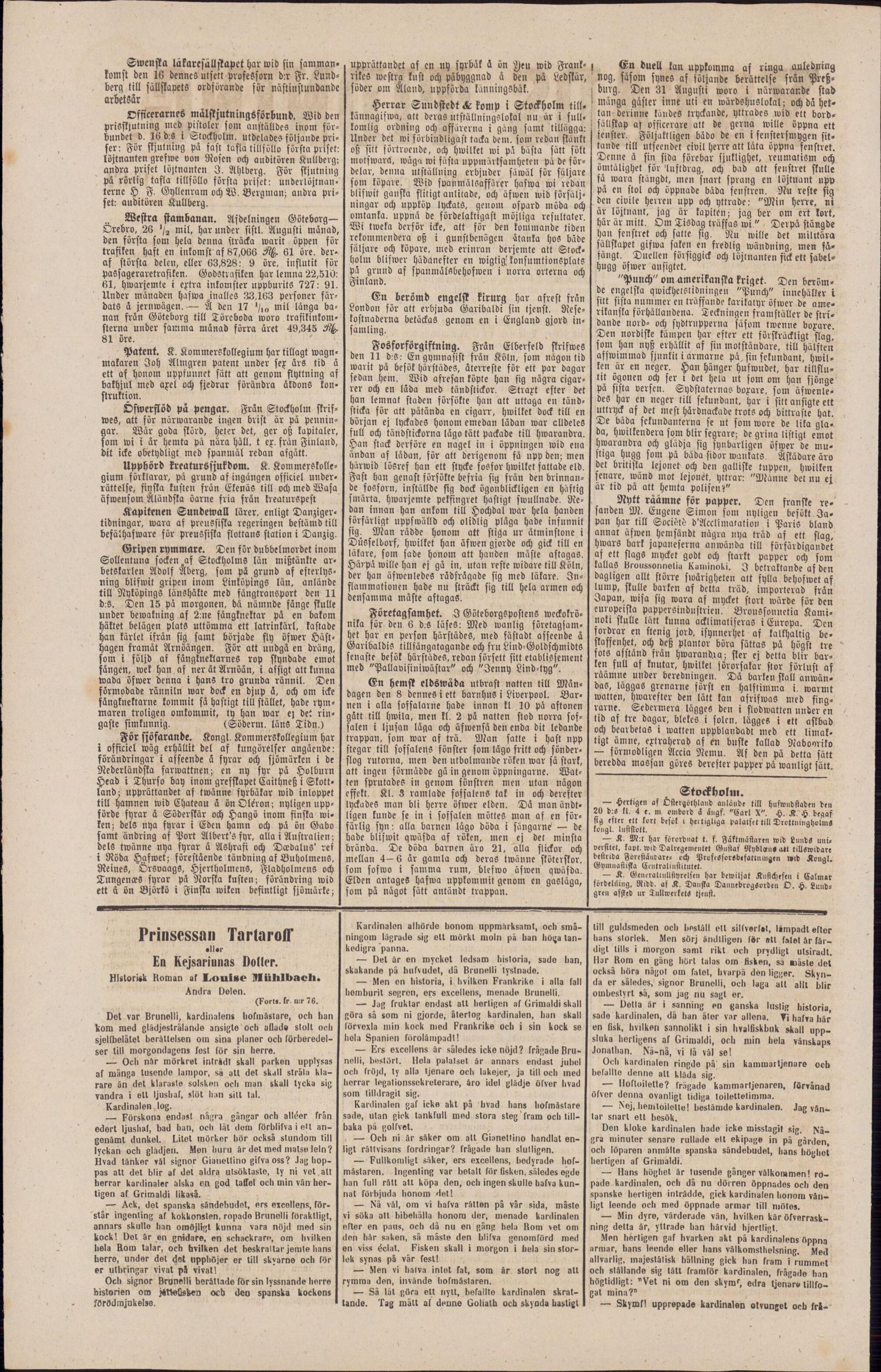 Tidningssida ur Ystads Tidning, 1862-09-26