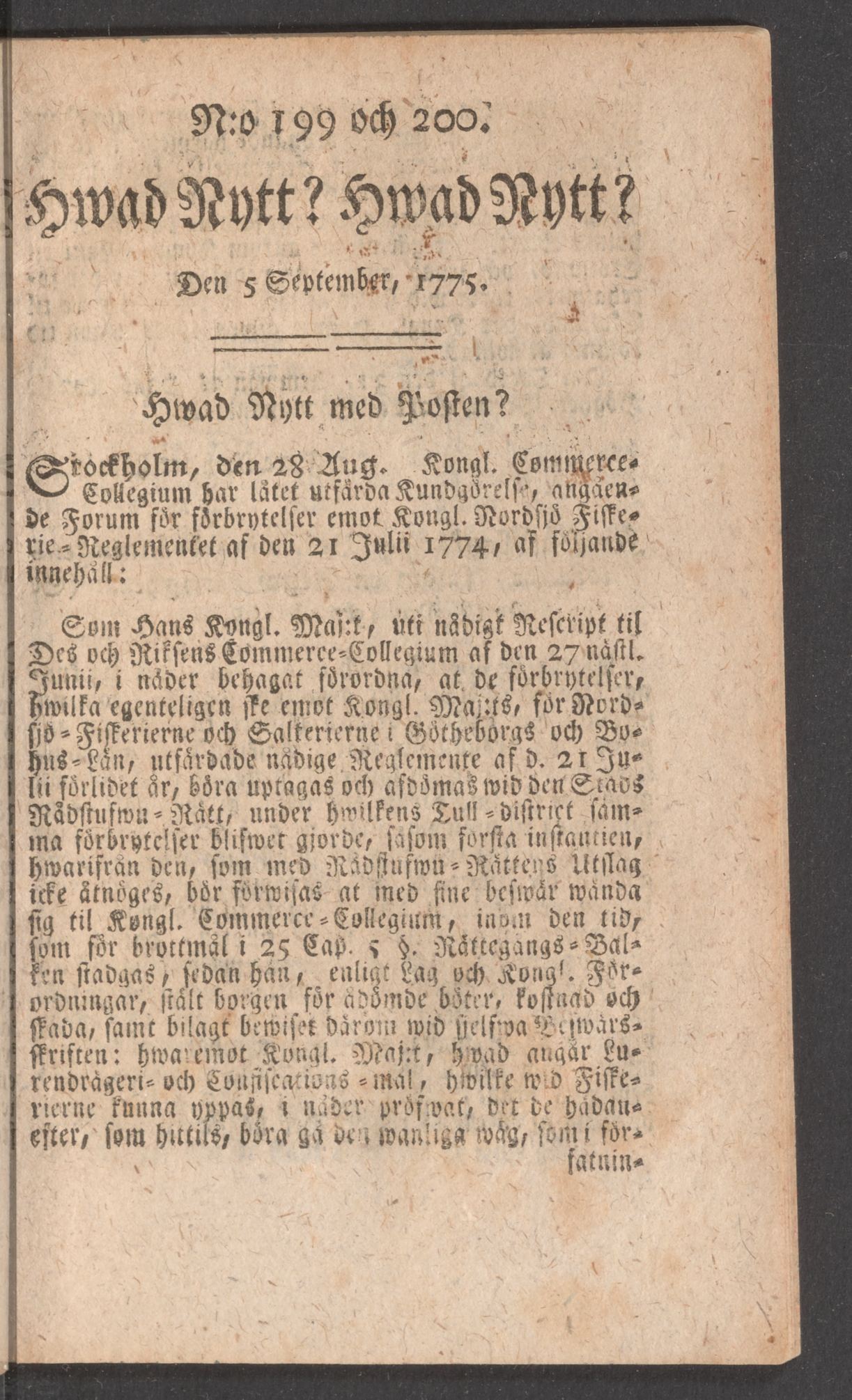 Tidningssida ur HWAD NYTT?, 1775-09-05