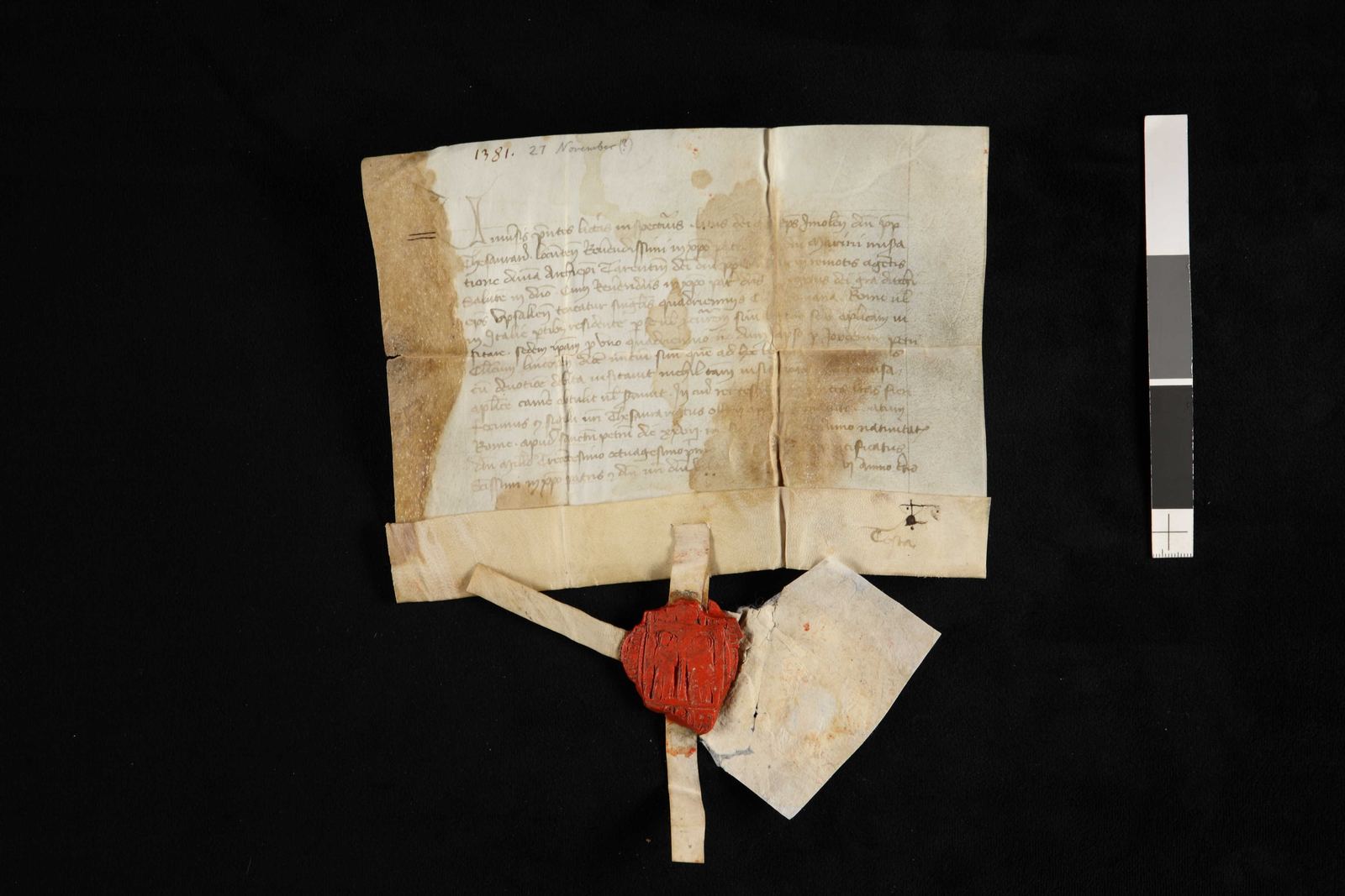 Tidningssida ur Svenskt Diplomatarium, 1381-09-27