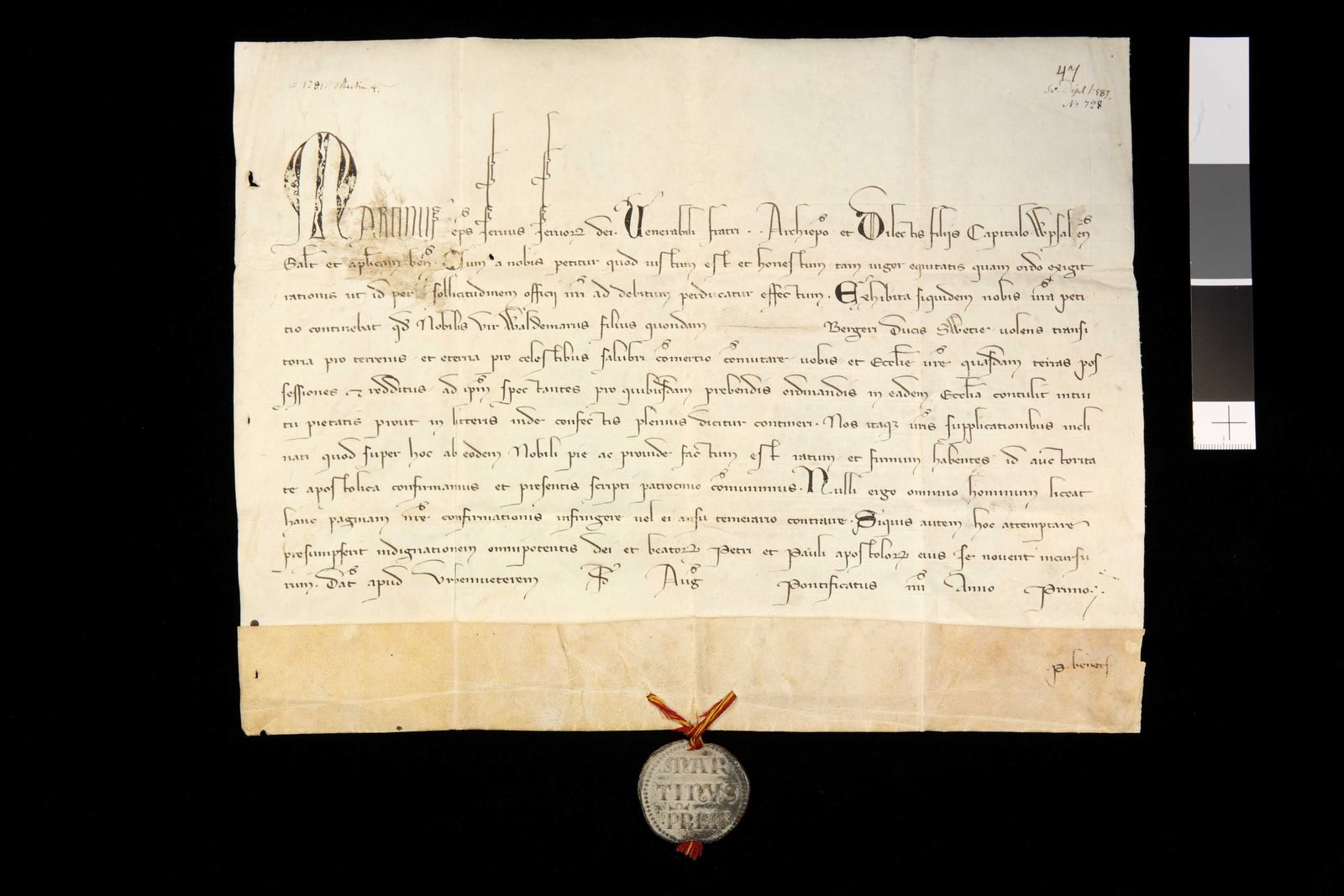 Tidningssida ur Svenskt Diplomatarium, 1281-08-13
