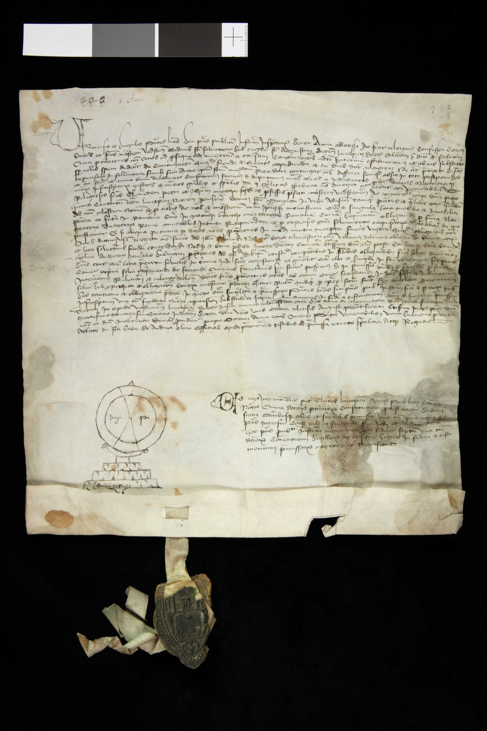 Tidningssida ur Svenskt Diplomatarium, 1488-08-07