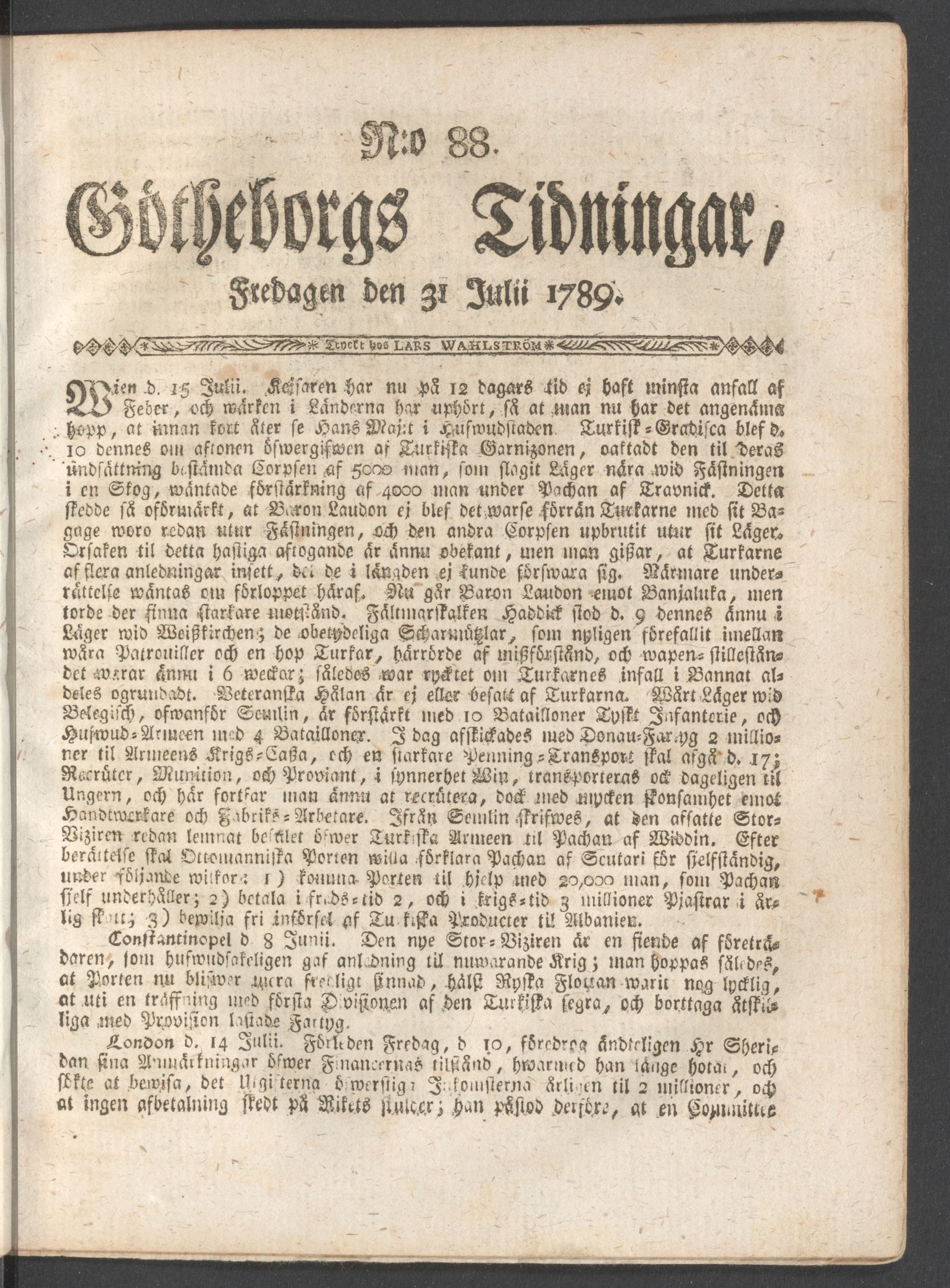 Tidningssida ur GÖTHEBORGS TIDNINGAR, 1789-07-31