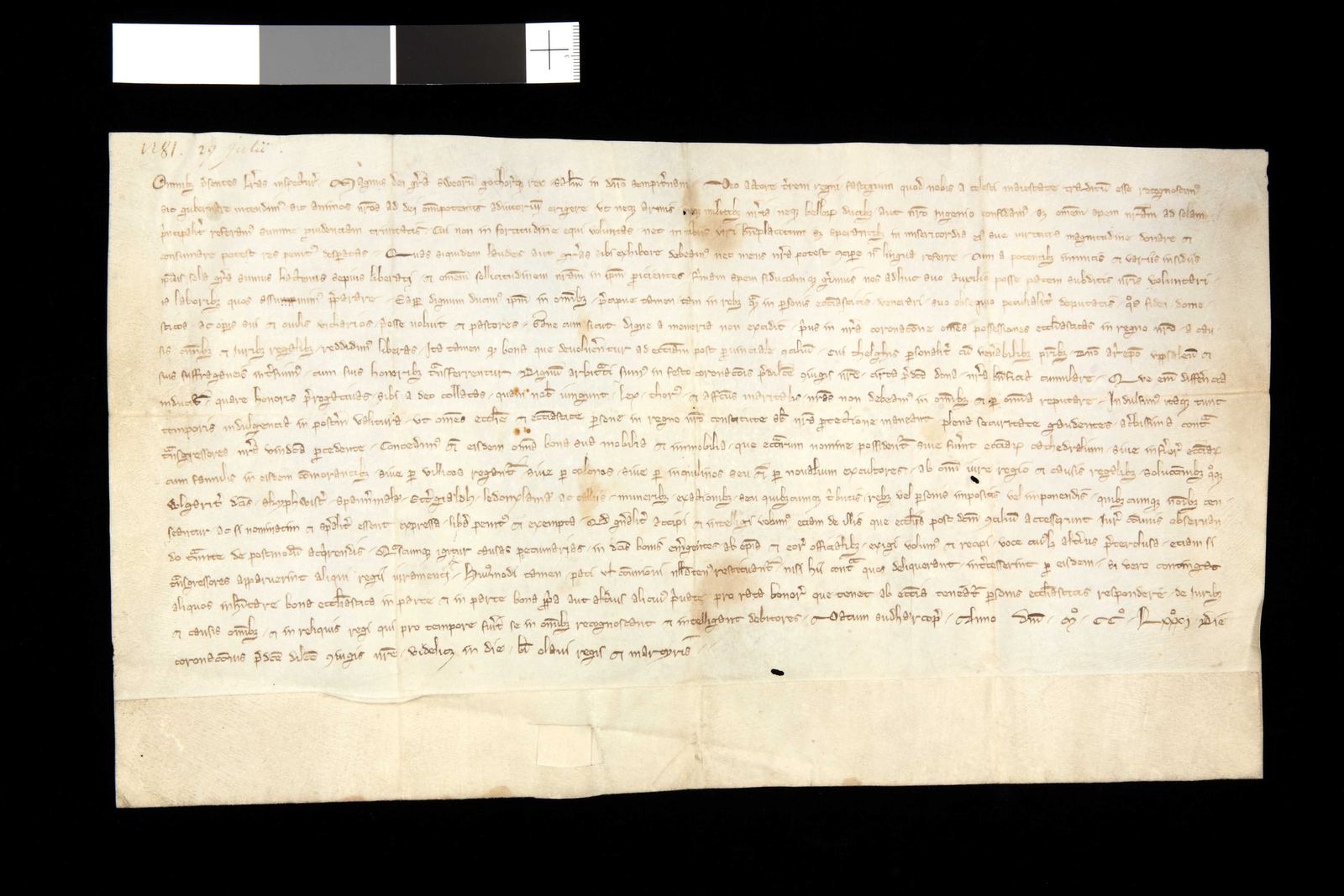 Tidningssida ur Svenskt Diplomatarium, 1281-07-29