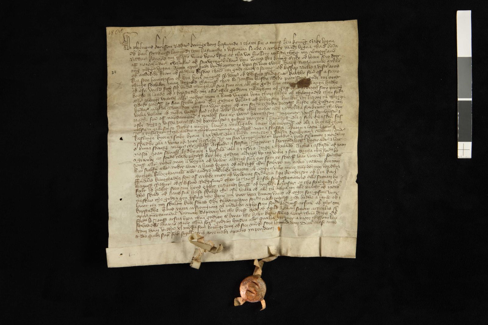 Tidningssida ur Svenskt Diplomatarium, 1399-10-18