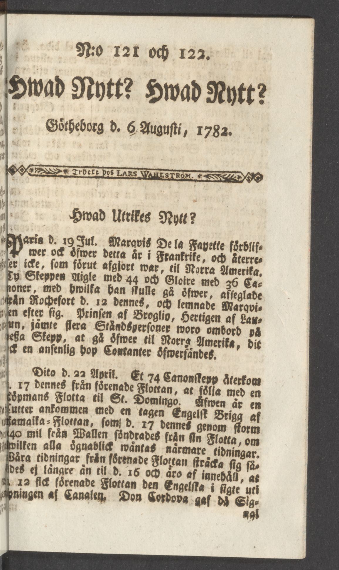 Tidningssida ur HWAD NYTT?, 1782-08-06