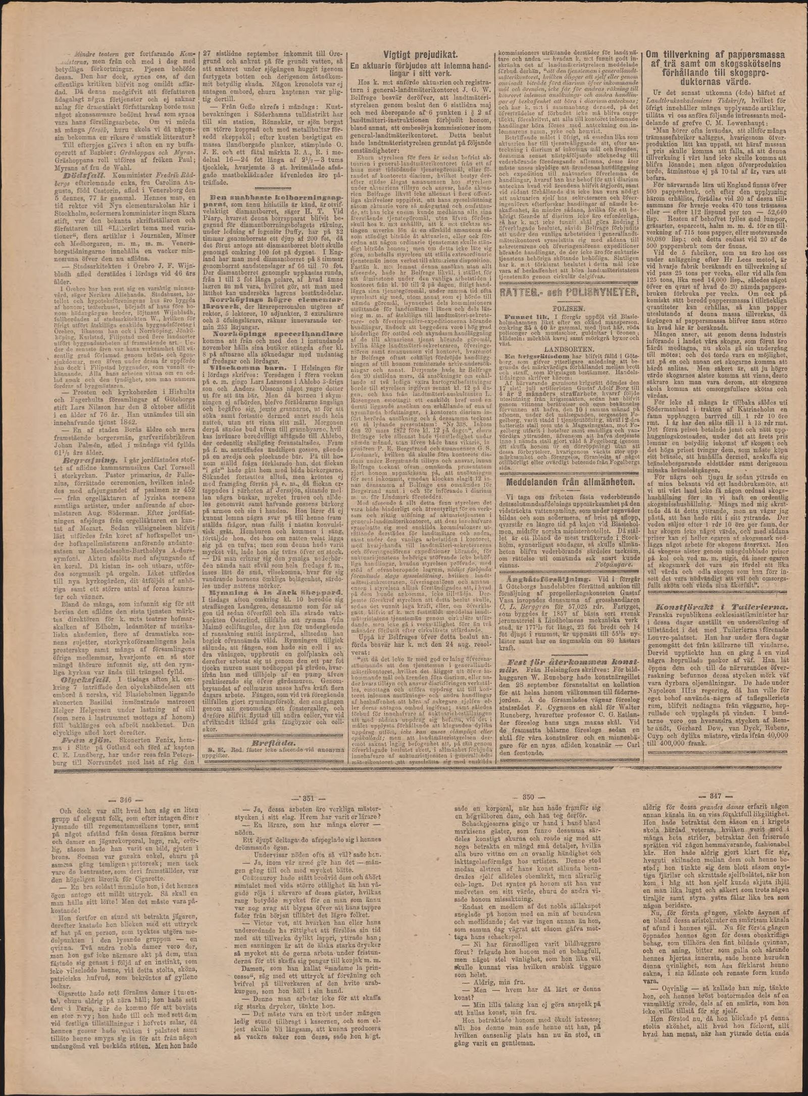 Tidningssida ur Dagens Nyheter, 1872-10-11