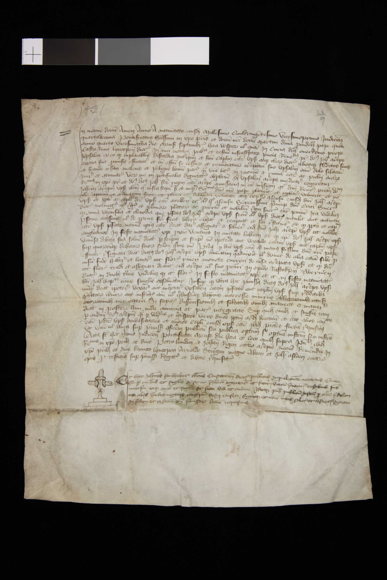 Tidningssida ur Svenskt Diplomatarium, 1421-09-23