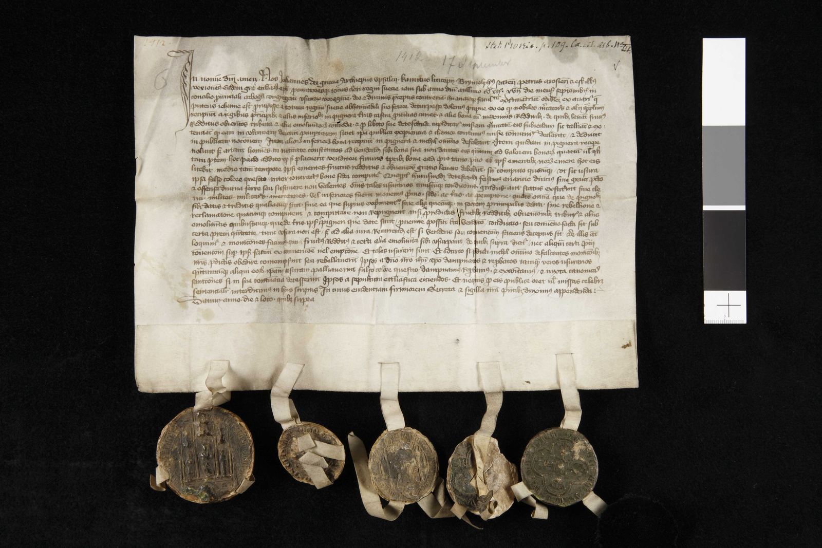 Tidningssida ur Svenskt Diplomatarium, 1412-09-17