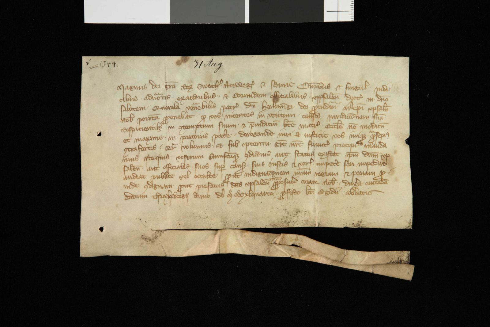 Tidningssida ur Svenskt Diplomatarium, 1344-08-31