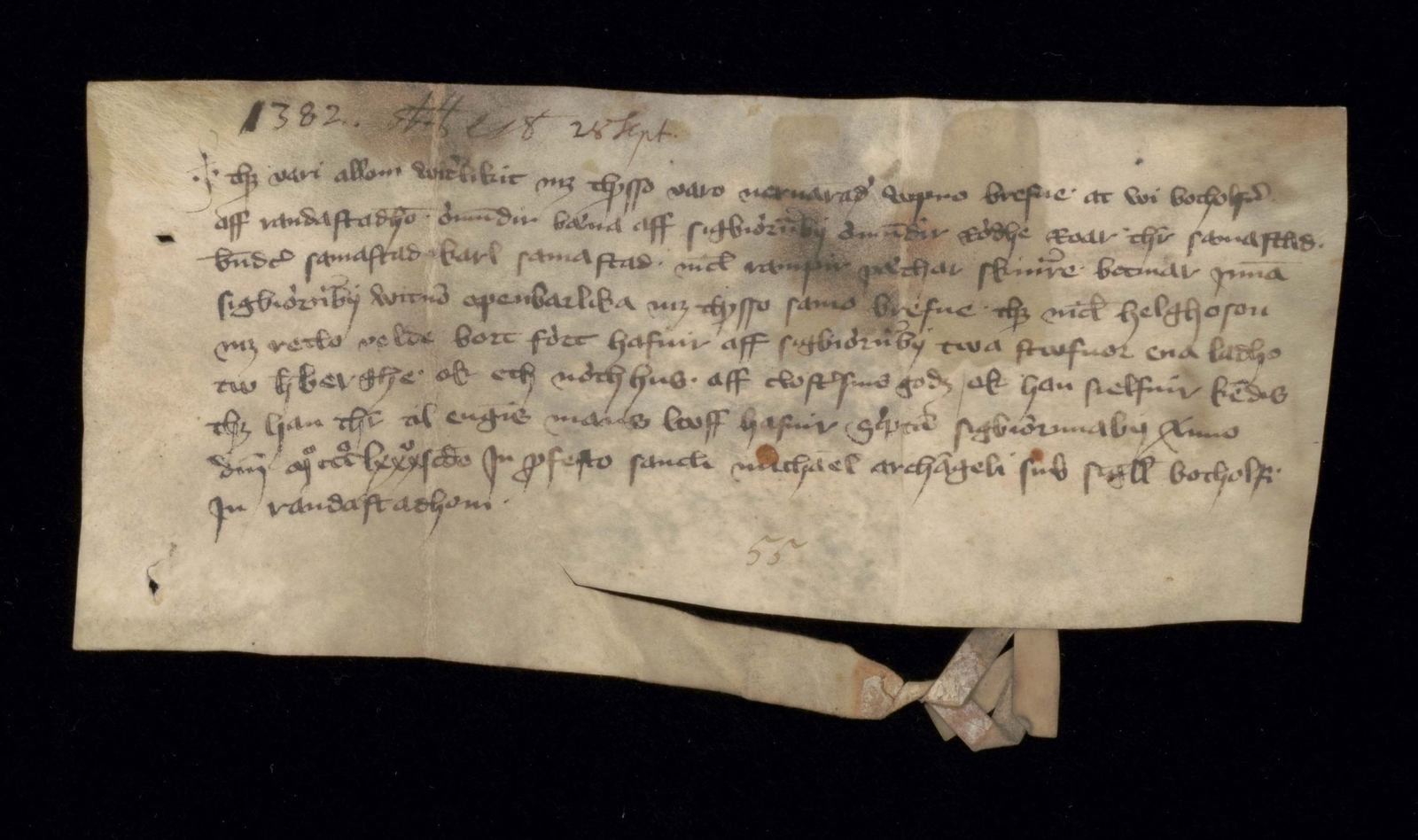 Tidningssida ur Svenskt Diplomatarium, 1382-09-28